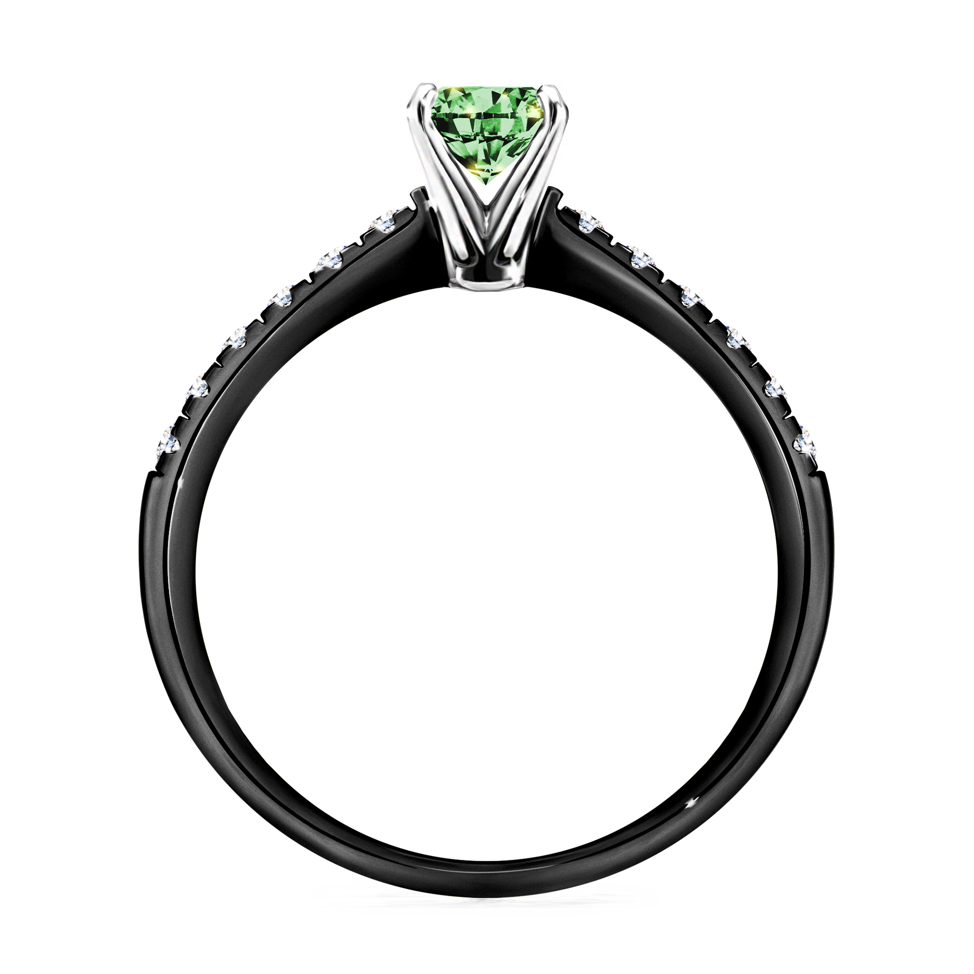 Pierścionek zaręczynowy My Sunshine z czarnego złota z ciemnym zielonym diamentem 0,64CT