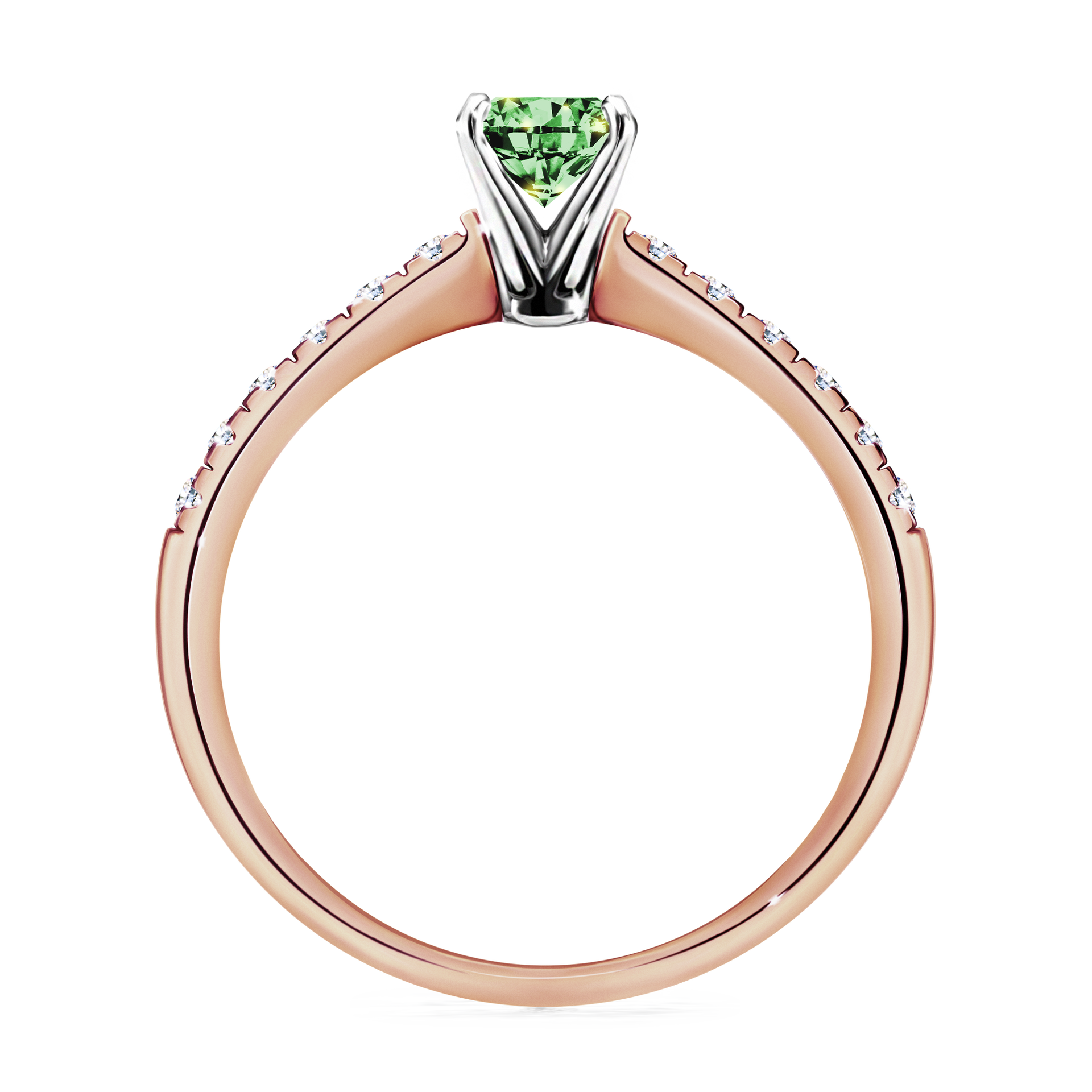 Pierścionek zaręczynowy My Sunshine z różowego złota z ciemnym zielonym diamentem 0,64CT