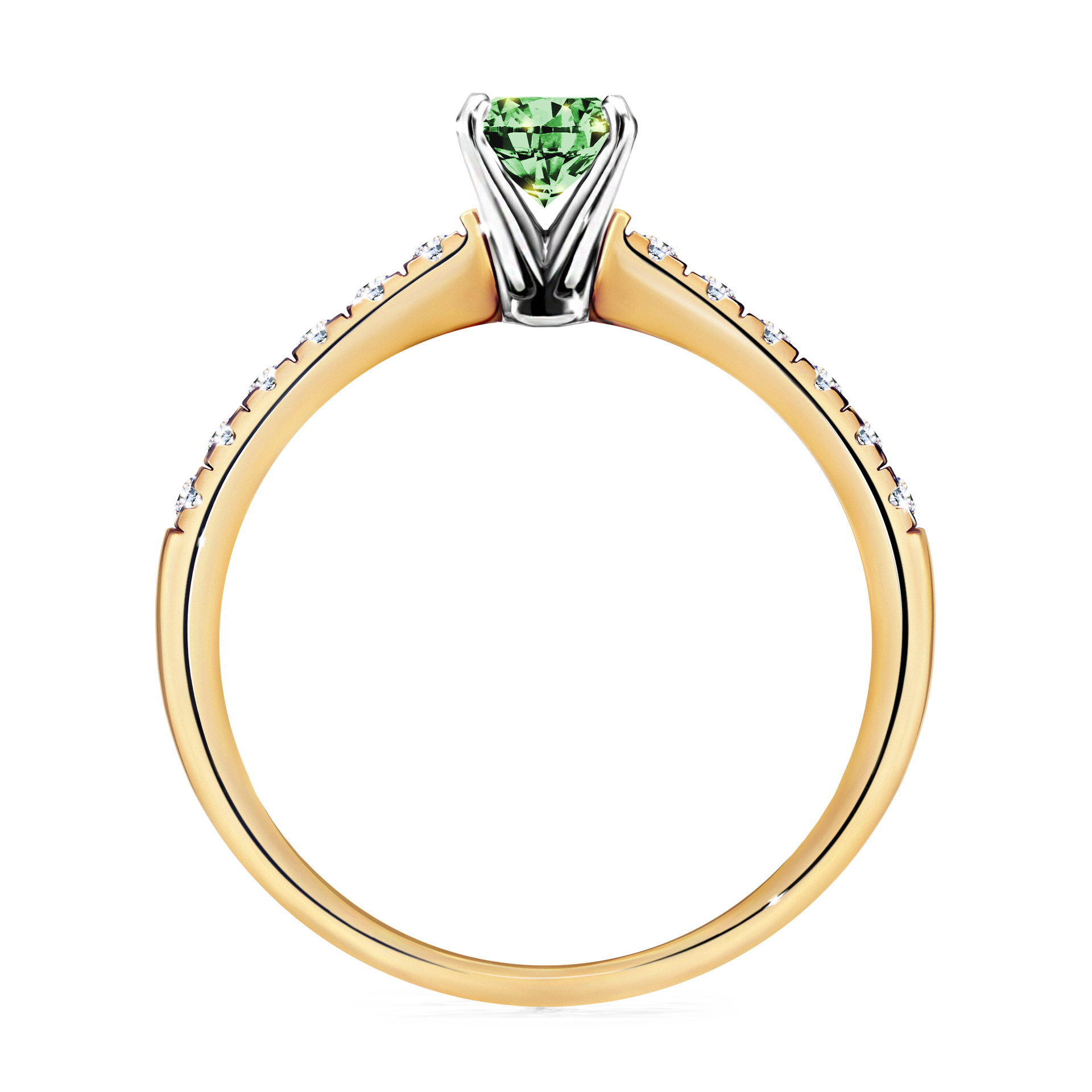 Pierścionek zaręczynowy My Sunshine z żółtego złota z ciemnym zielonym diamentem 0,64CT