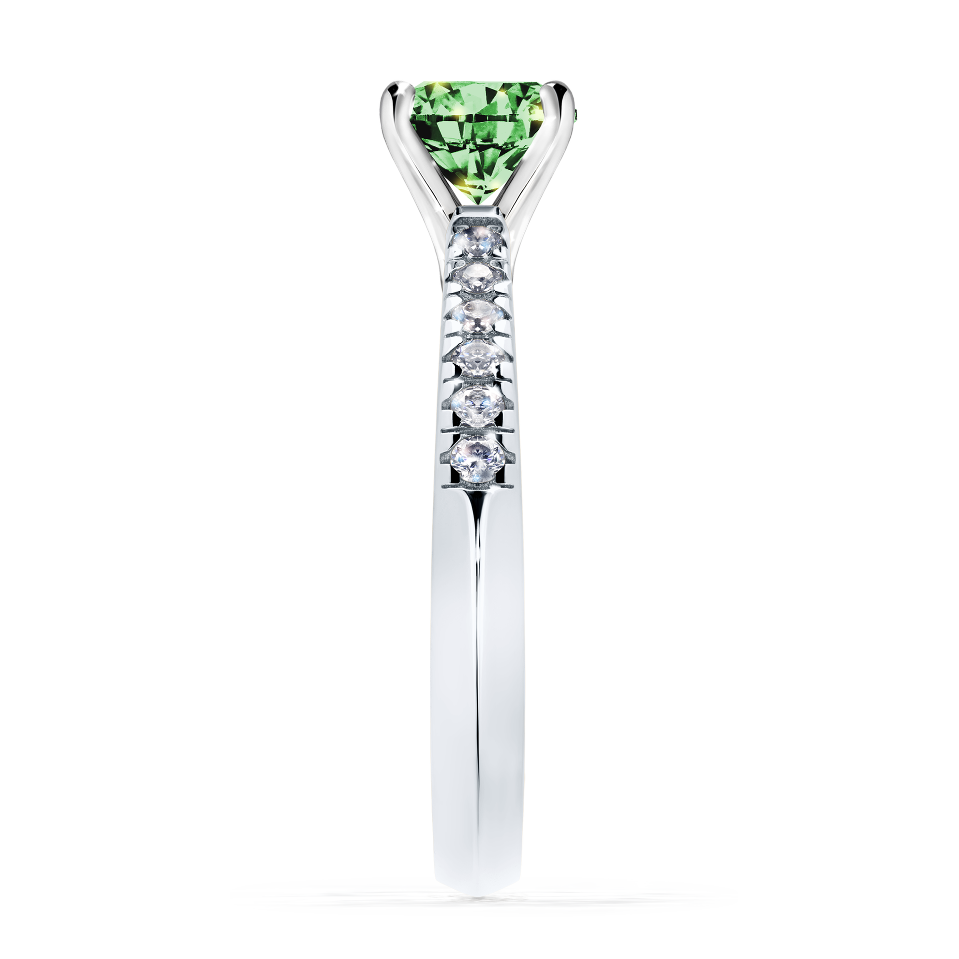 Pierścionek zaręczynowy My Sunshine z białego złota z ciemnym zielonym diamentem 1,00CT