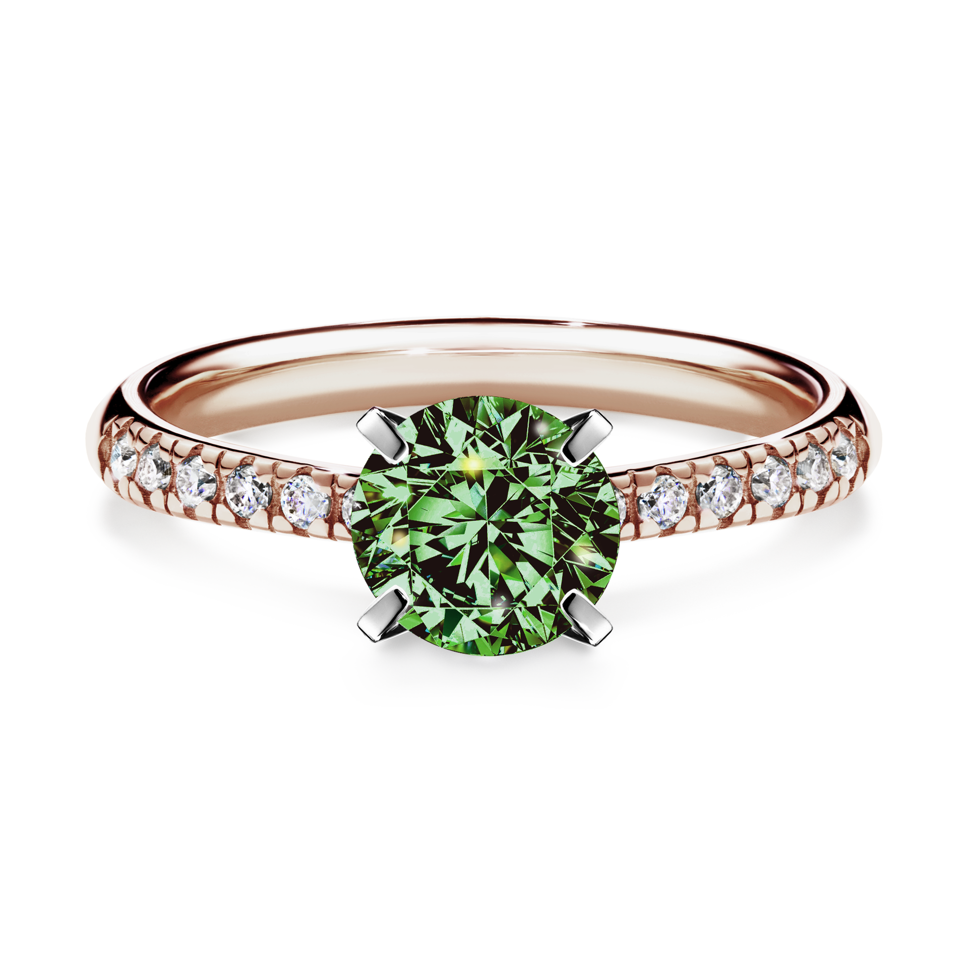 Pierścionek zaręczynowy My Sunshine z różowego złota z ciemnym zielonym diamentem 1,00CT