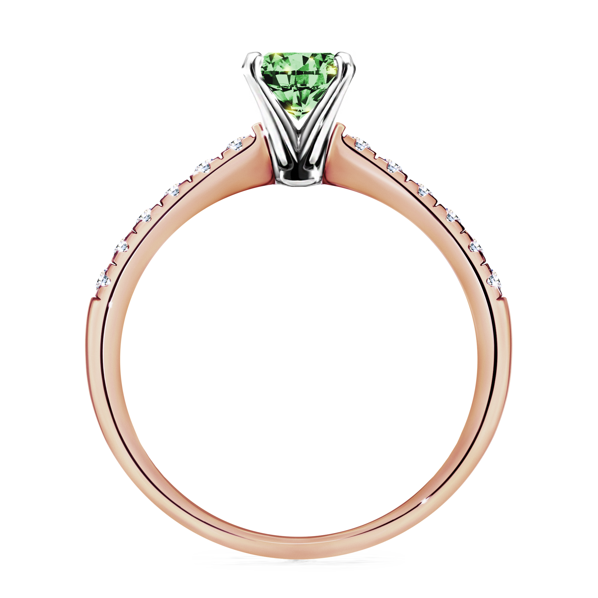 Pierścionek zaręczynowy My Sunshine z różowego złota z ciemnym zielonym diamentem 1,00CT