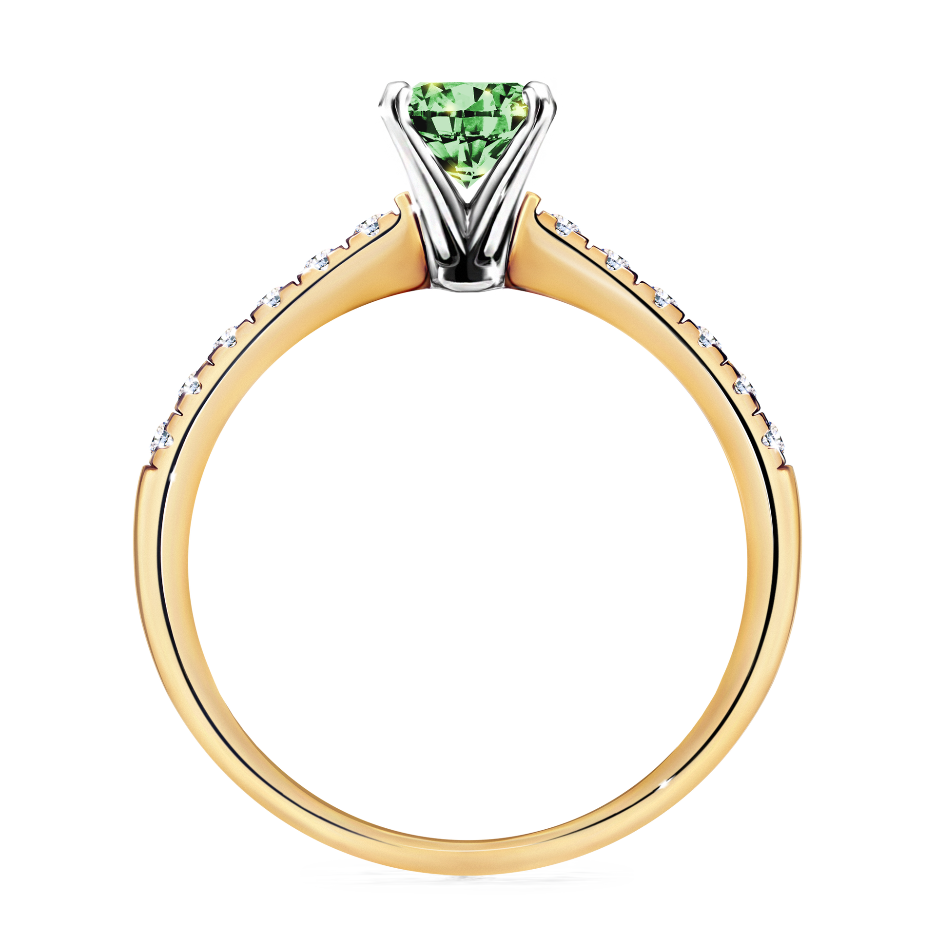 Pierścionek zaręczynowy My Sunshine z żółtego złota z ciemnym zielonym diamentem 1,00CT