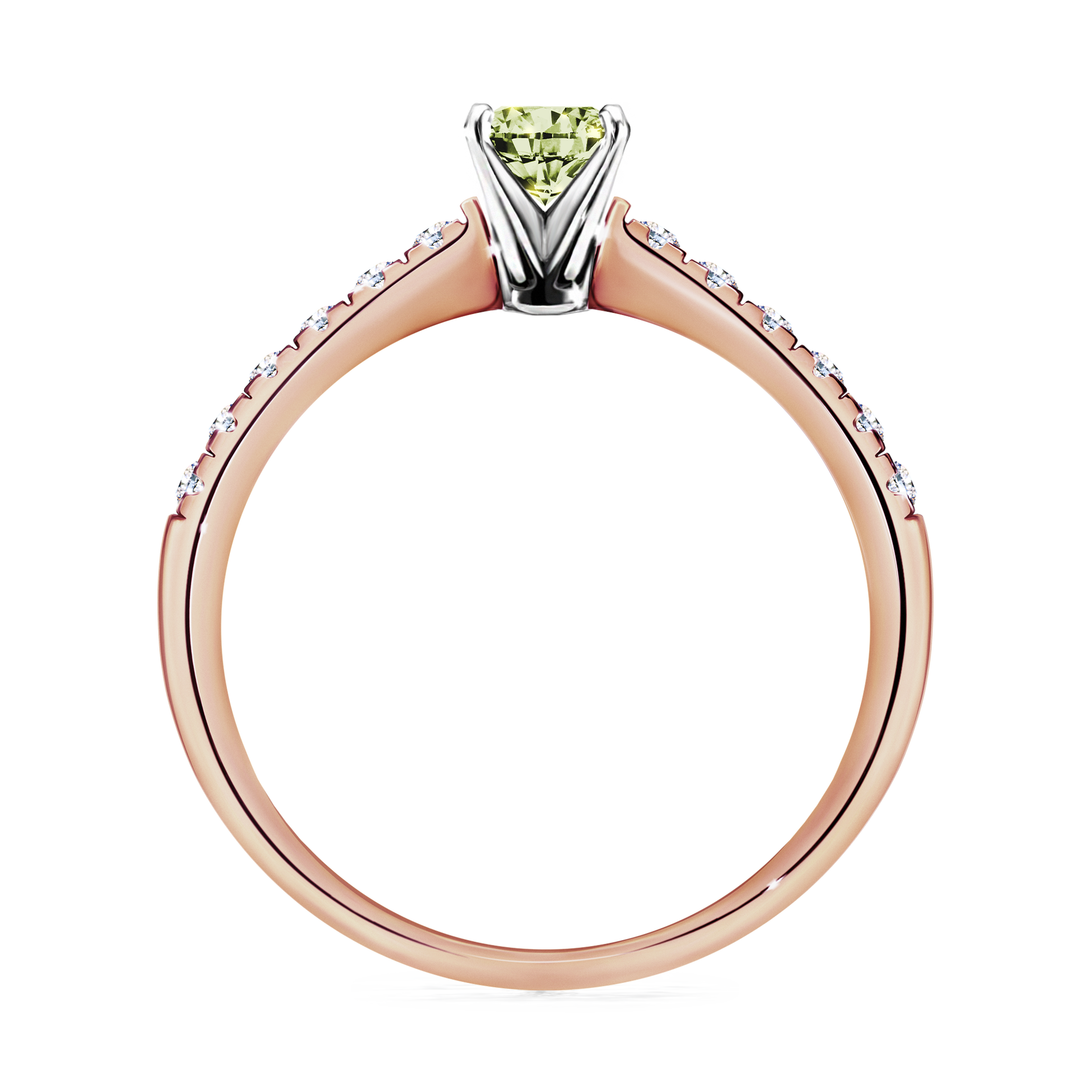 Pierścionek zaręczynowy My Sunshine z różowego złota z jasnym zielonym diamentem 0,39CT