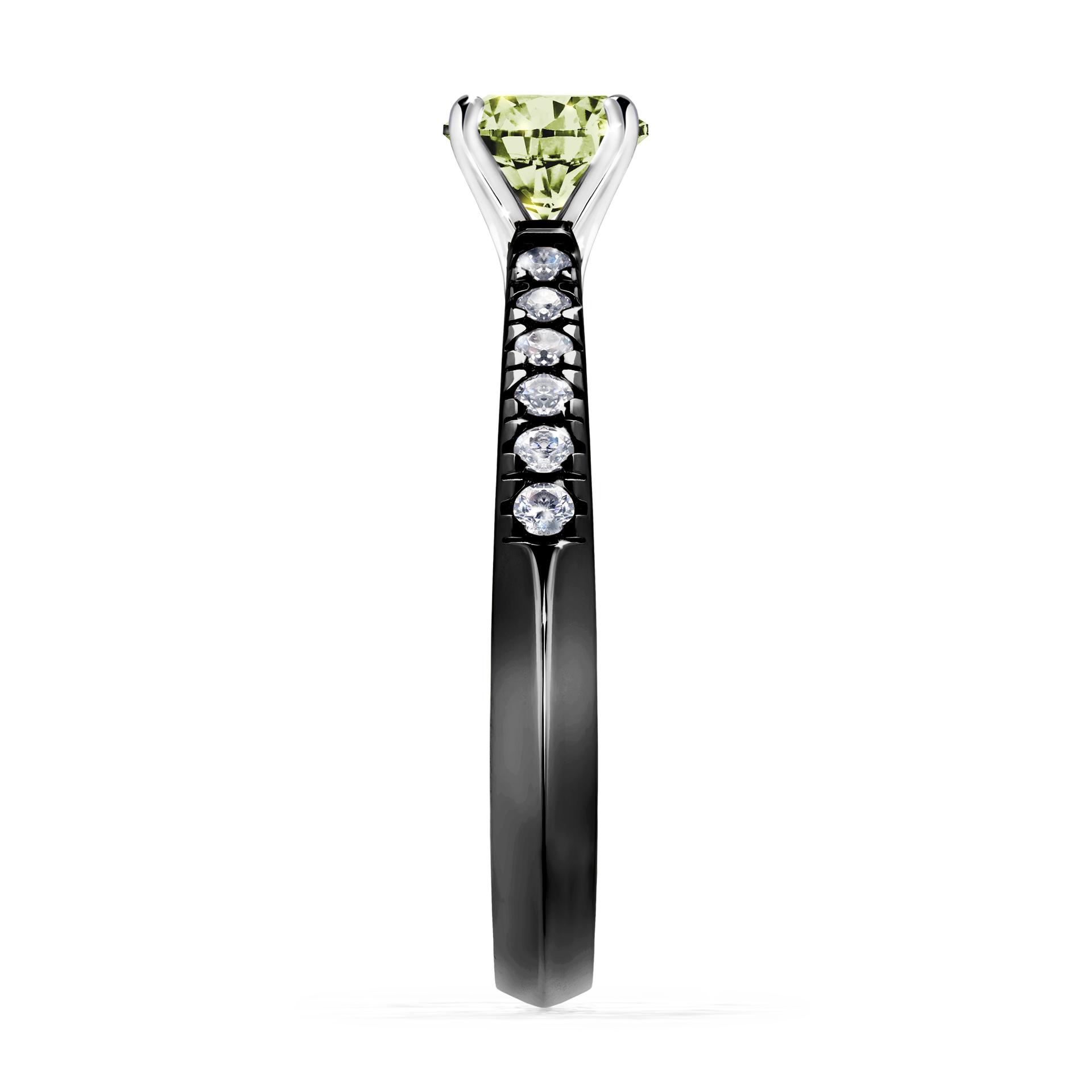 Pierścionek zaręczynowy My Sunshine z czarnego złota z jasnym zielonym diamentem 0,64CT