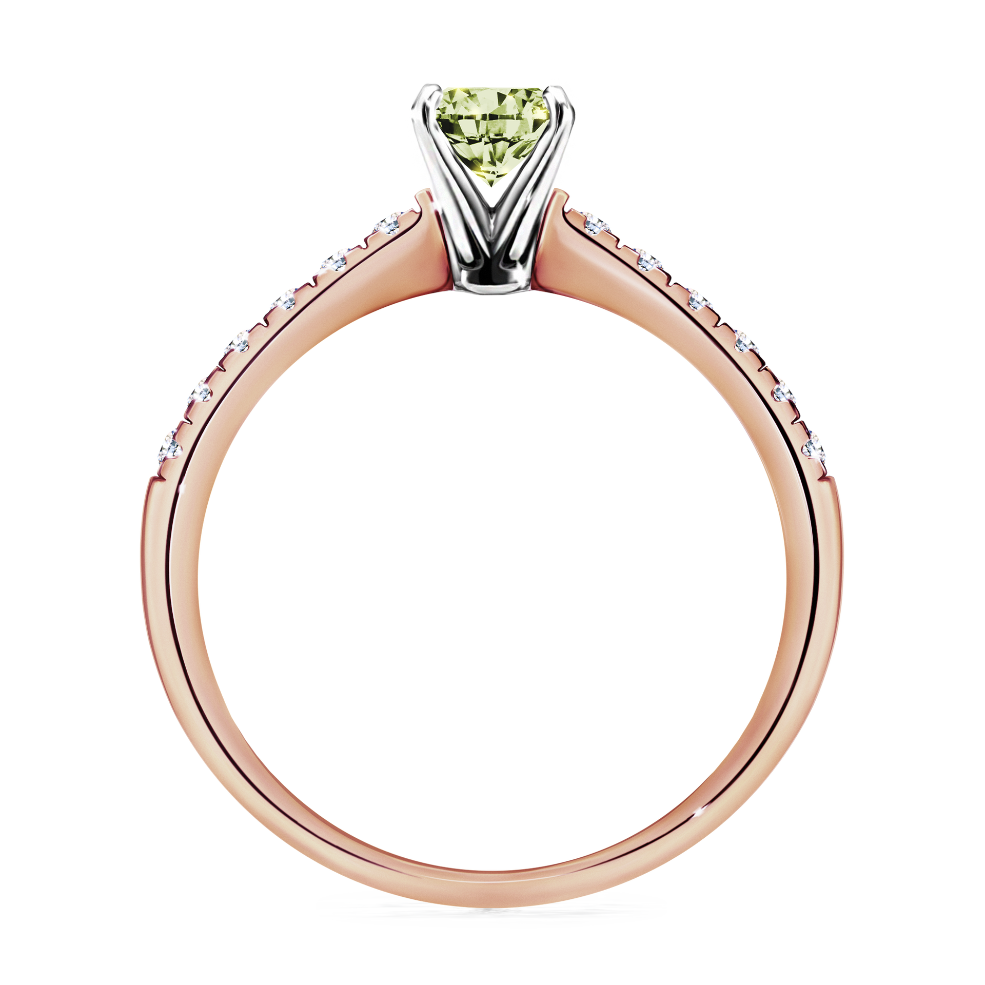 Pierścionek zaręczynowy My Sunshine z różowego złota z jasnym zielonym diamentem 0,64CT