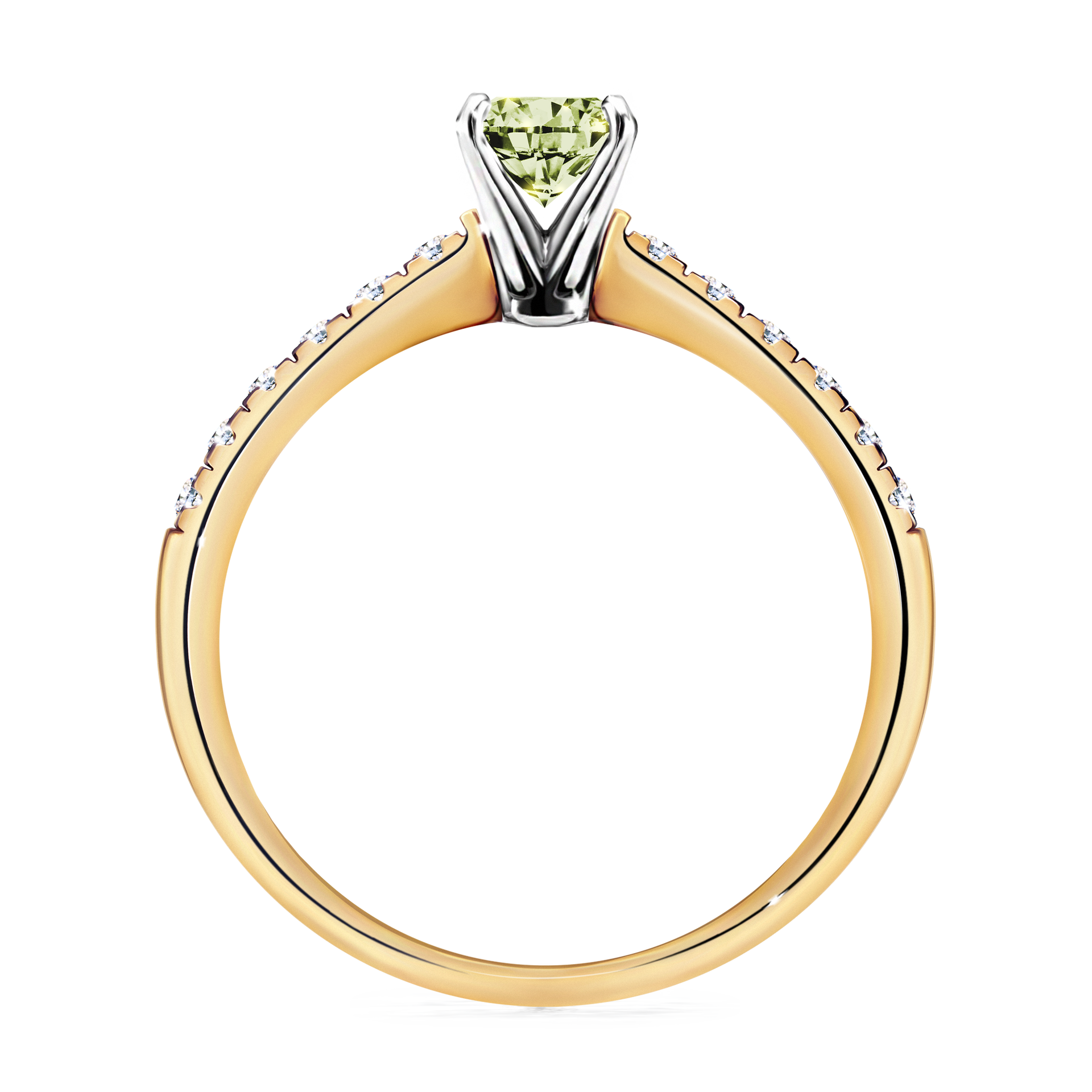 Pierścionek zaręczynowy My Sunshine z żółtego złota z jasnym zielonym diamentem 0,64CT
