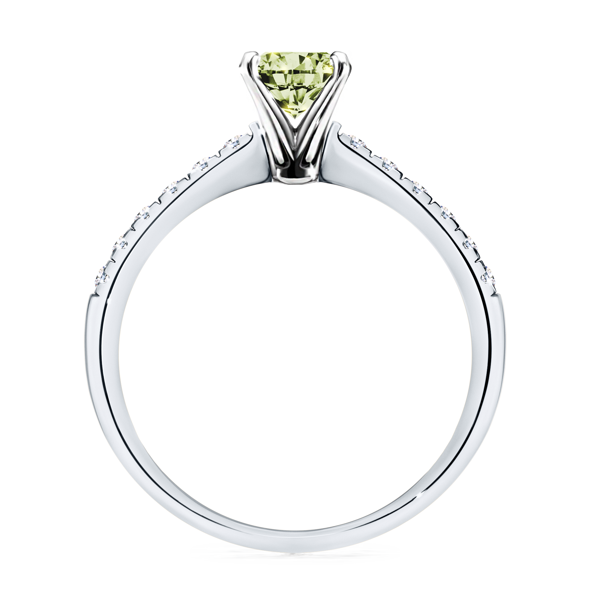 Pierścionek zaręczynowy My Sunshine z białego złota z jasnym zielonym diamentem 1,00CT