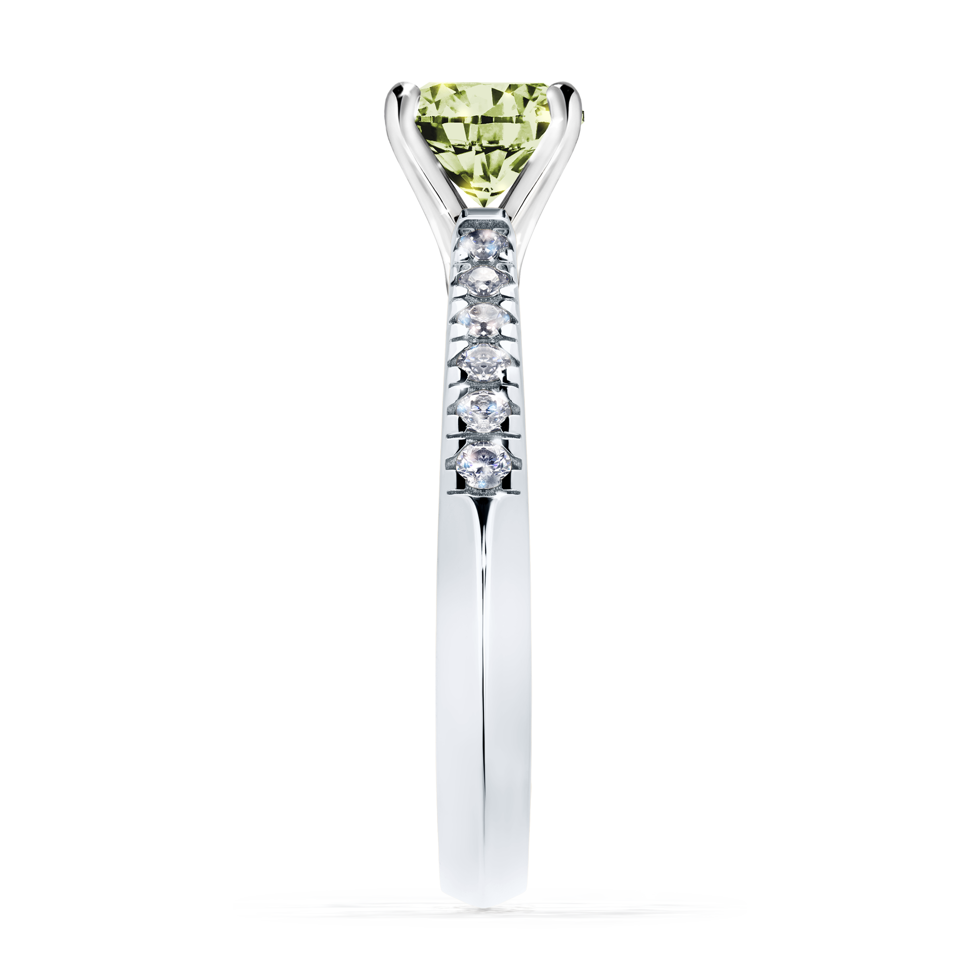Pierścionek zaręczynowy My Sunshine z białego złota z jasnym zielonym diamentem 1,00CT