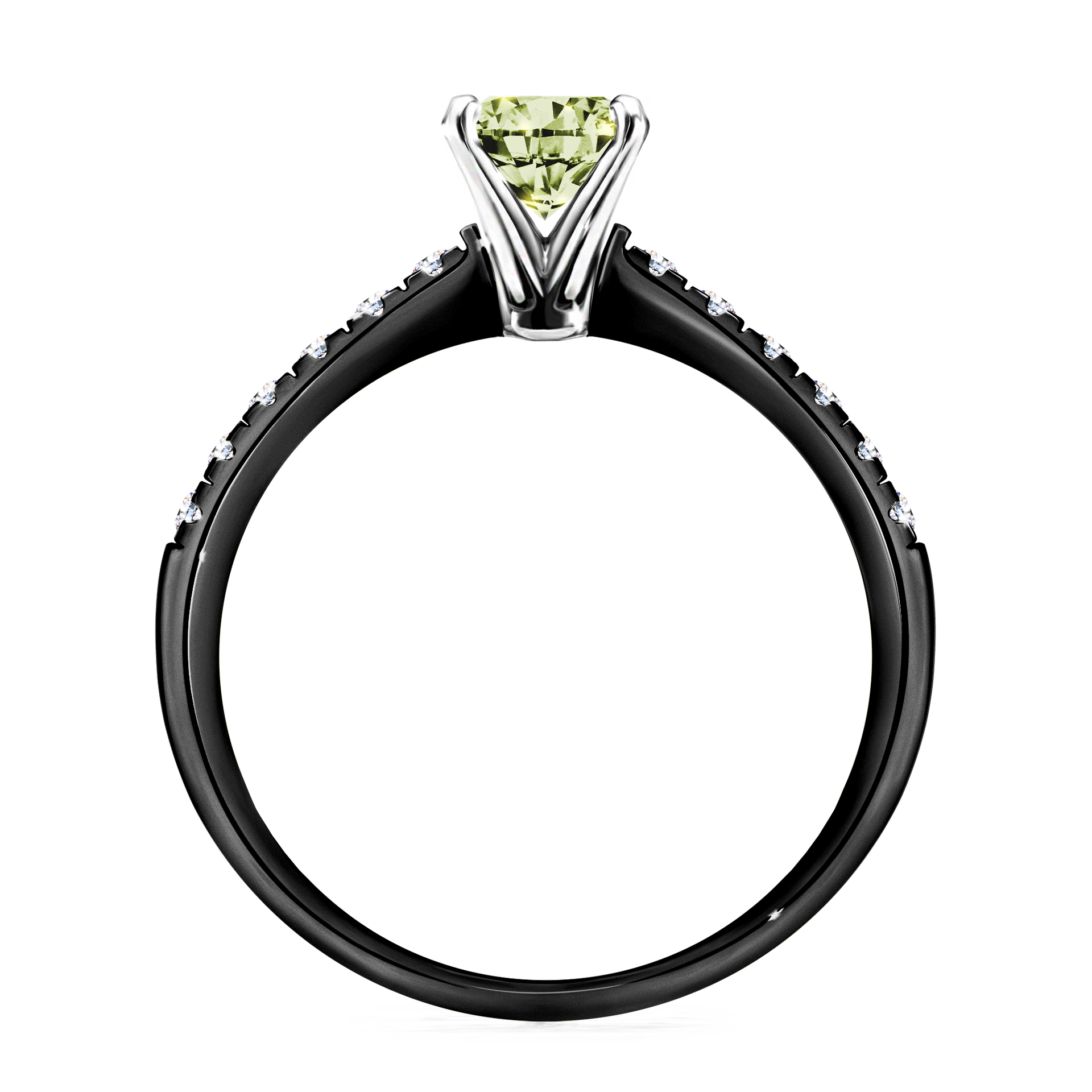 Pierścionek zaręczynowy My Sunshine z czarnego złota z jasnym zielonym diamentem 1,00CT