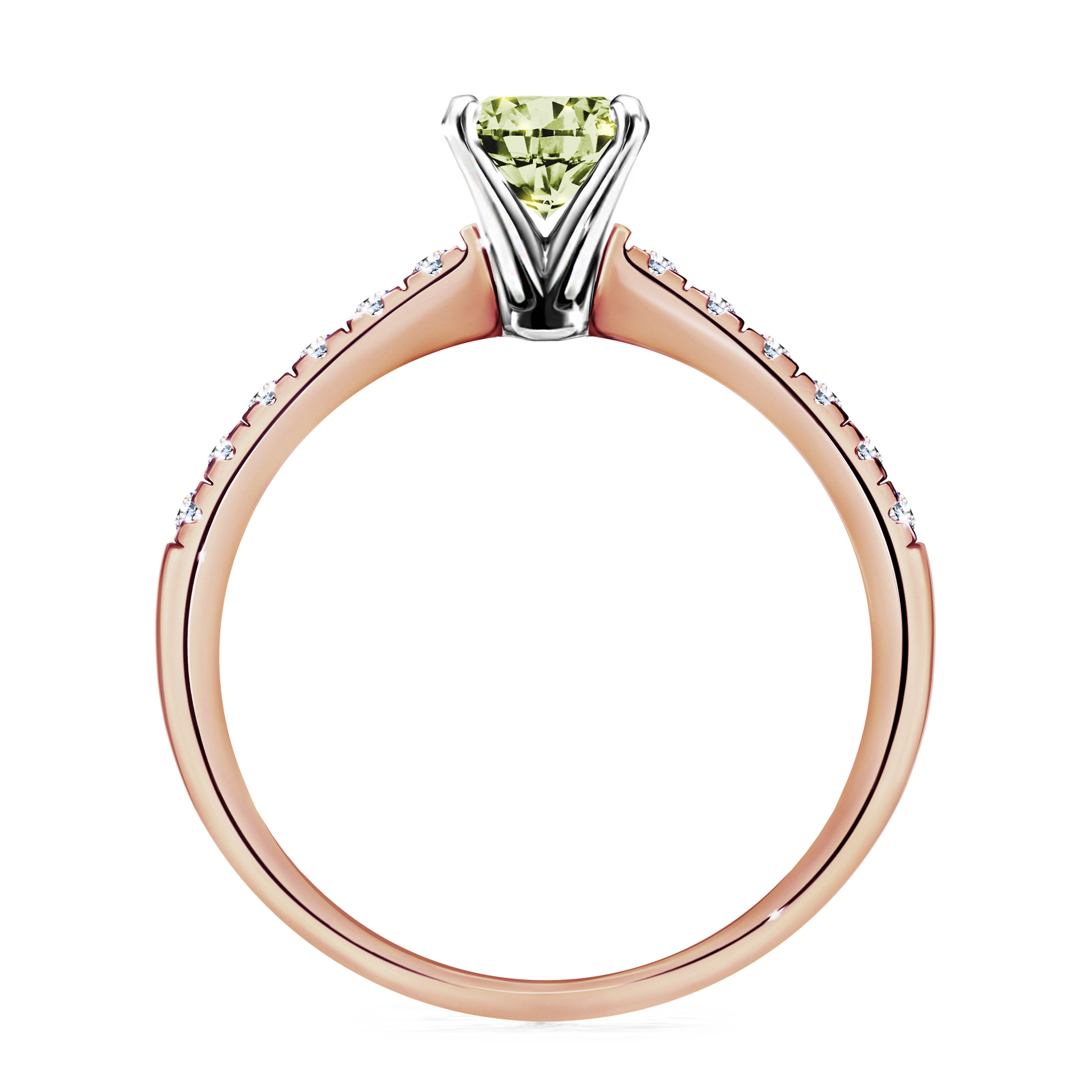 Pierścionek zaręczynowy My Sunshine z różowego złota z jasnym zielonym diamentem 1,00CT