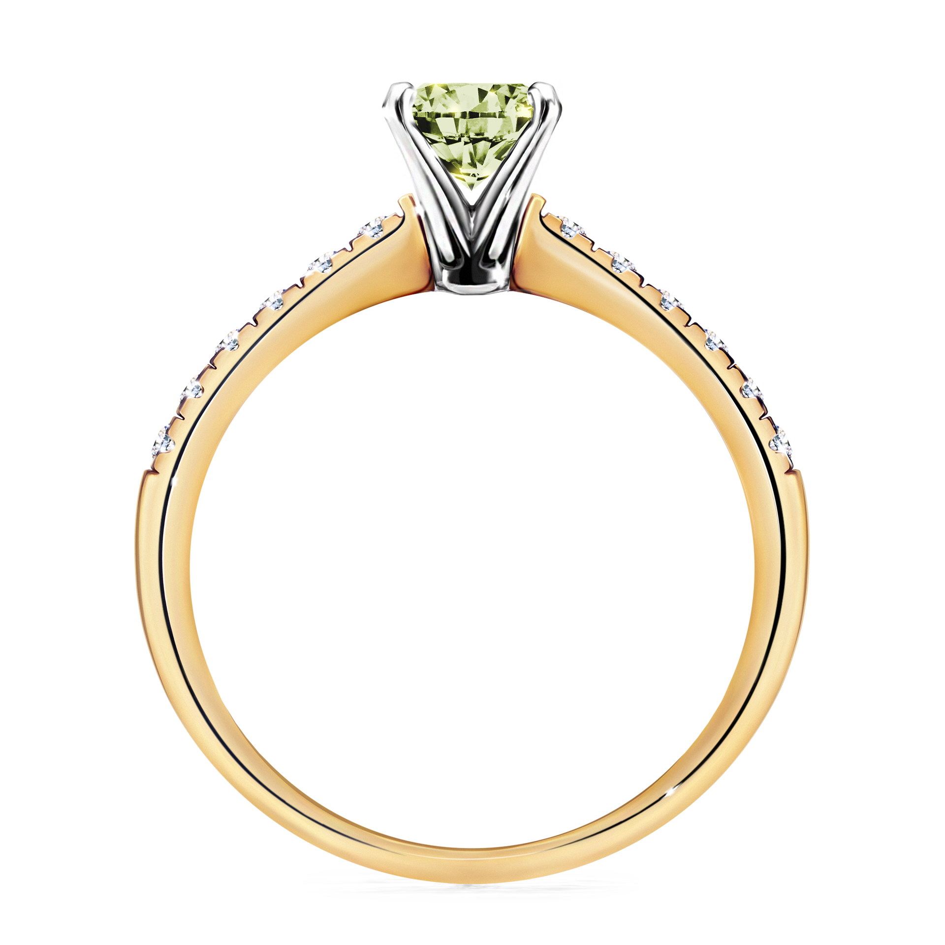 Pierścionek zaręczynowy My Sunshine z żółtego złota z jasnym zielonym diamentem 1,00CT