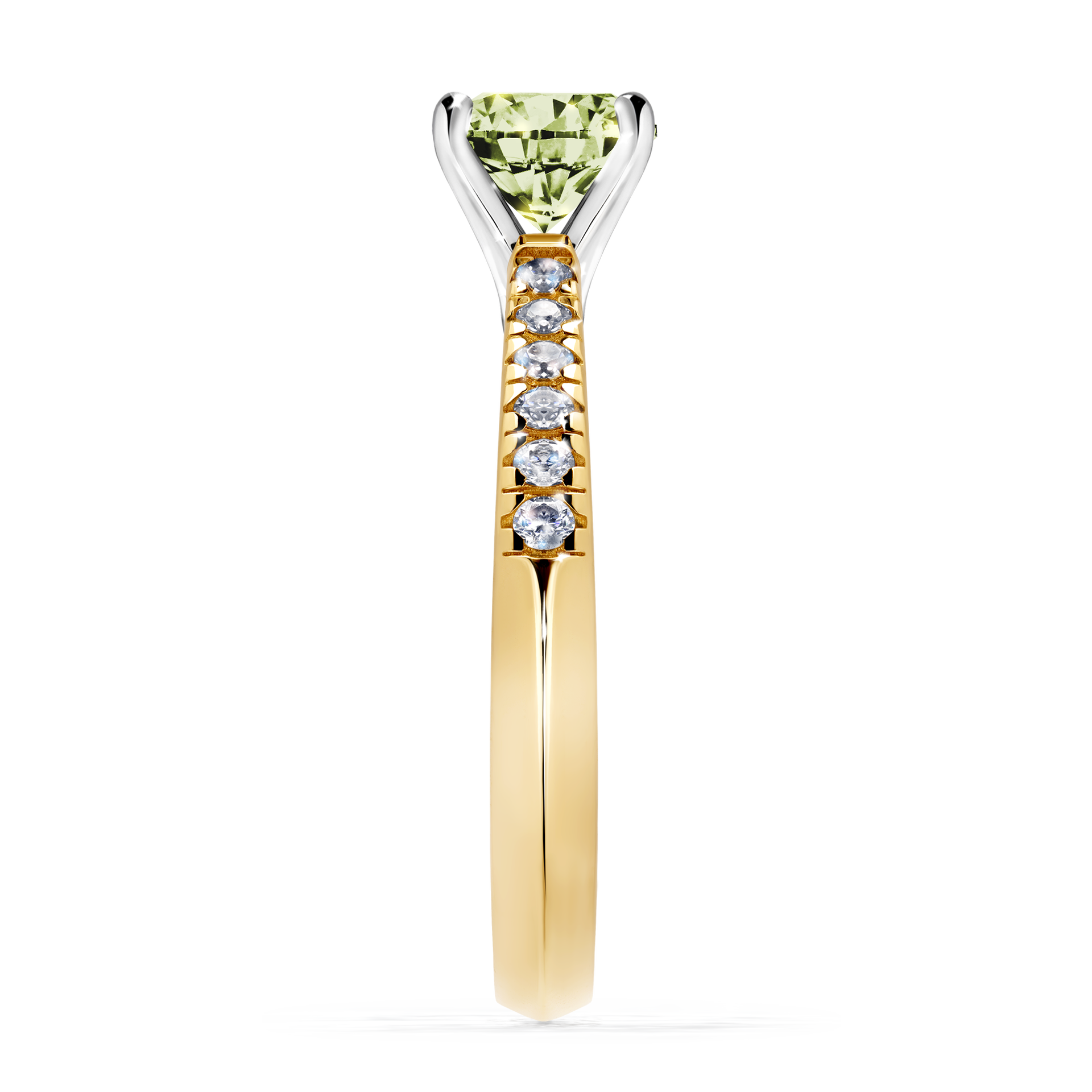 Pierścionek zaręczynowy My Sunshine z żółtego złota z jasnym zielonym diamentem 1,00CT
