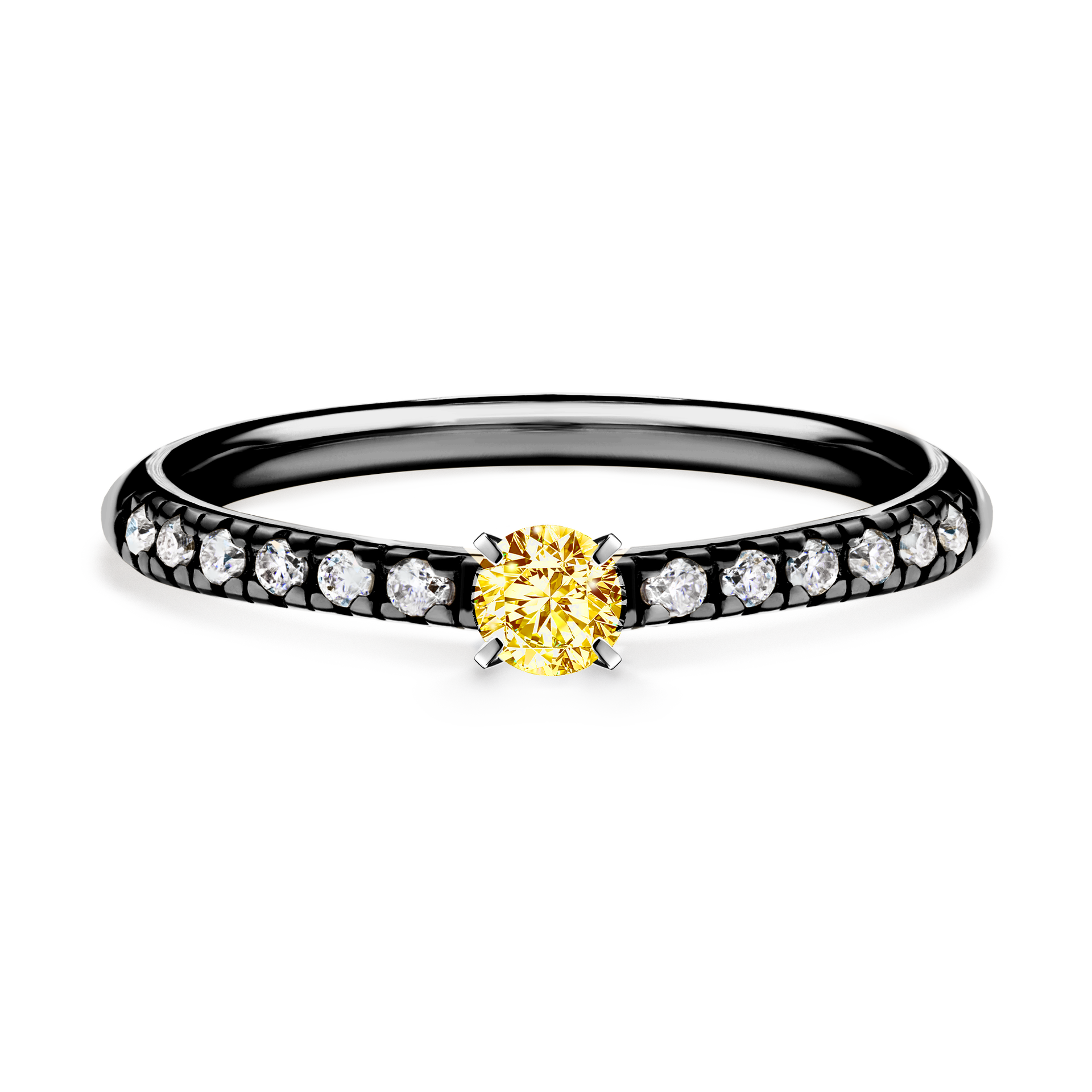 Pierścionek zaręczynowy My Sunshine z czarnego złota z żółtym diamentem 0,24CT