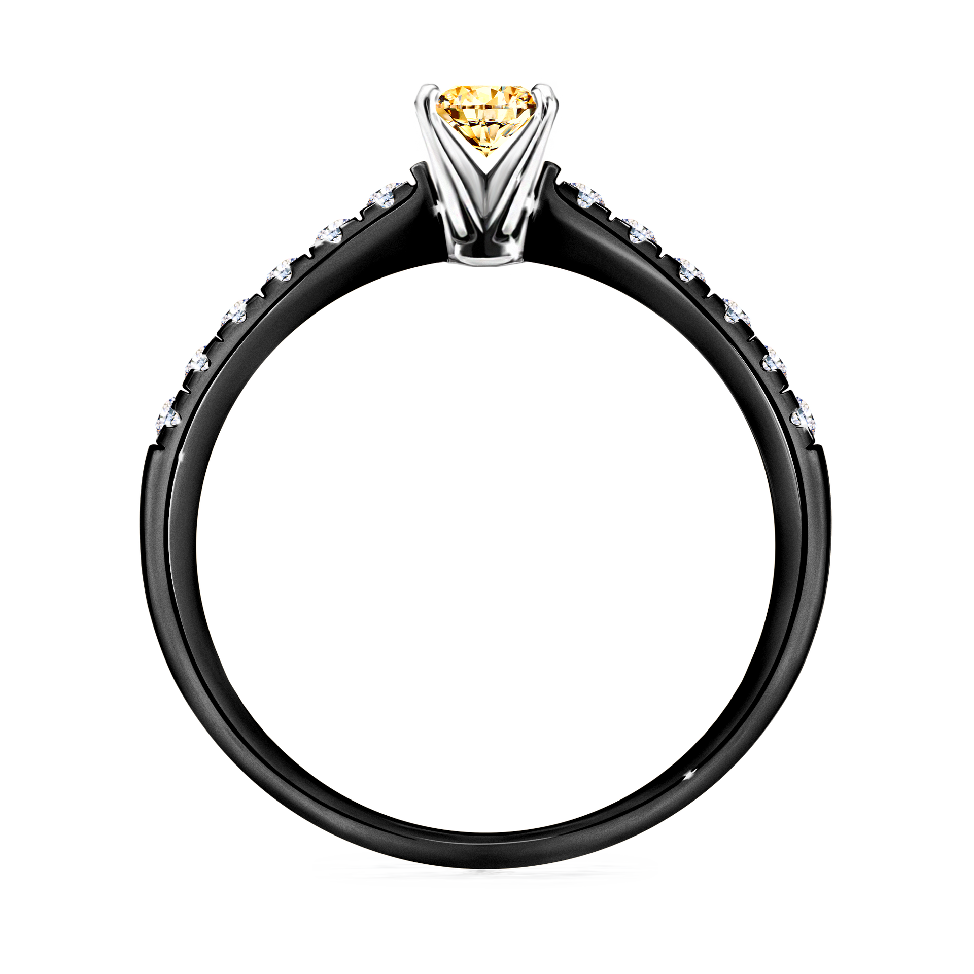 Pierścionek zaręczynowy My Sunshine z czarnego złota z żółtym diamentem 0,24CT