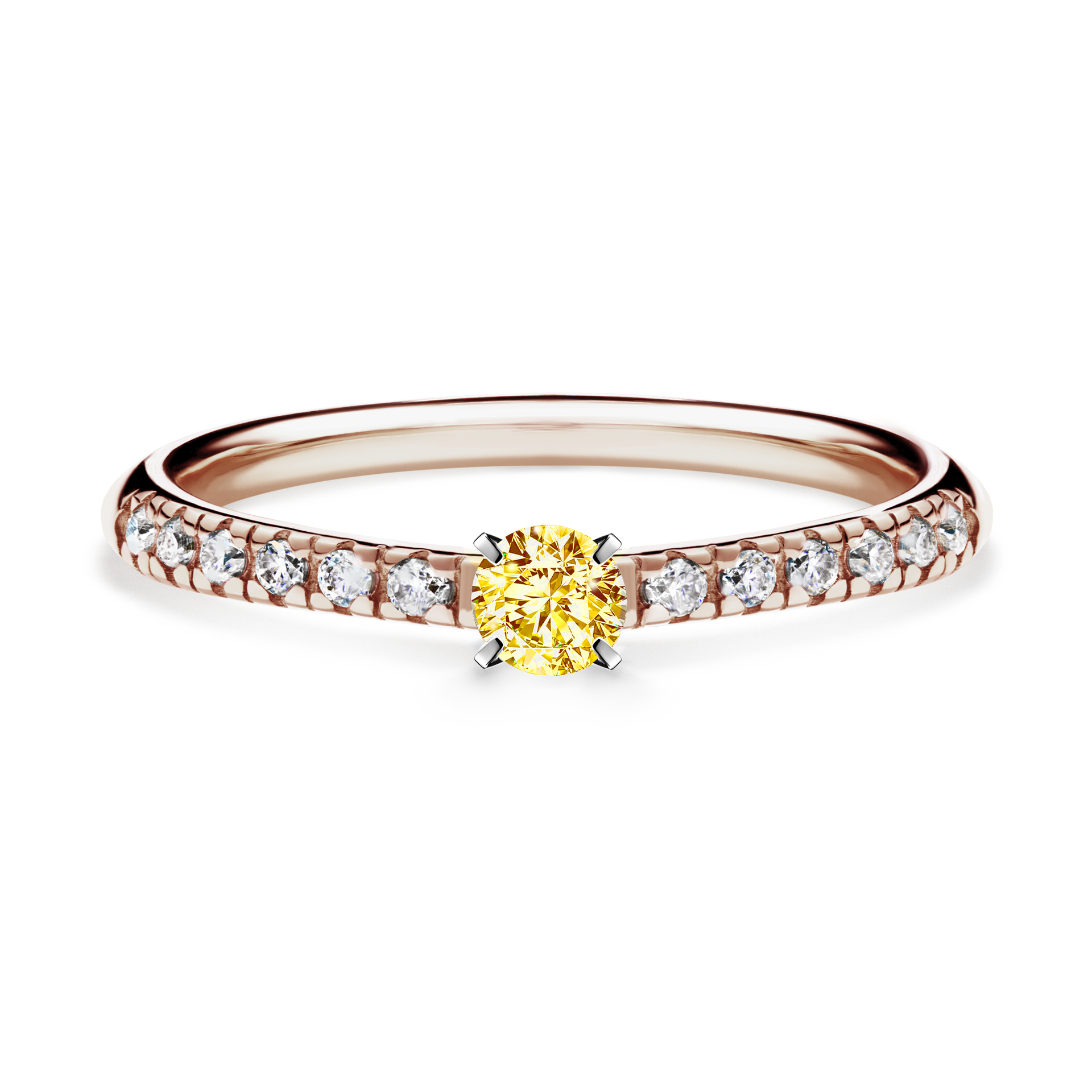 Pierścionek zaręczynowy My Sunshine z różowego złota z żółtym diamentem 0,24CT