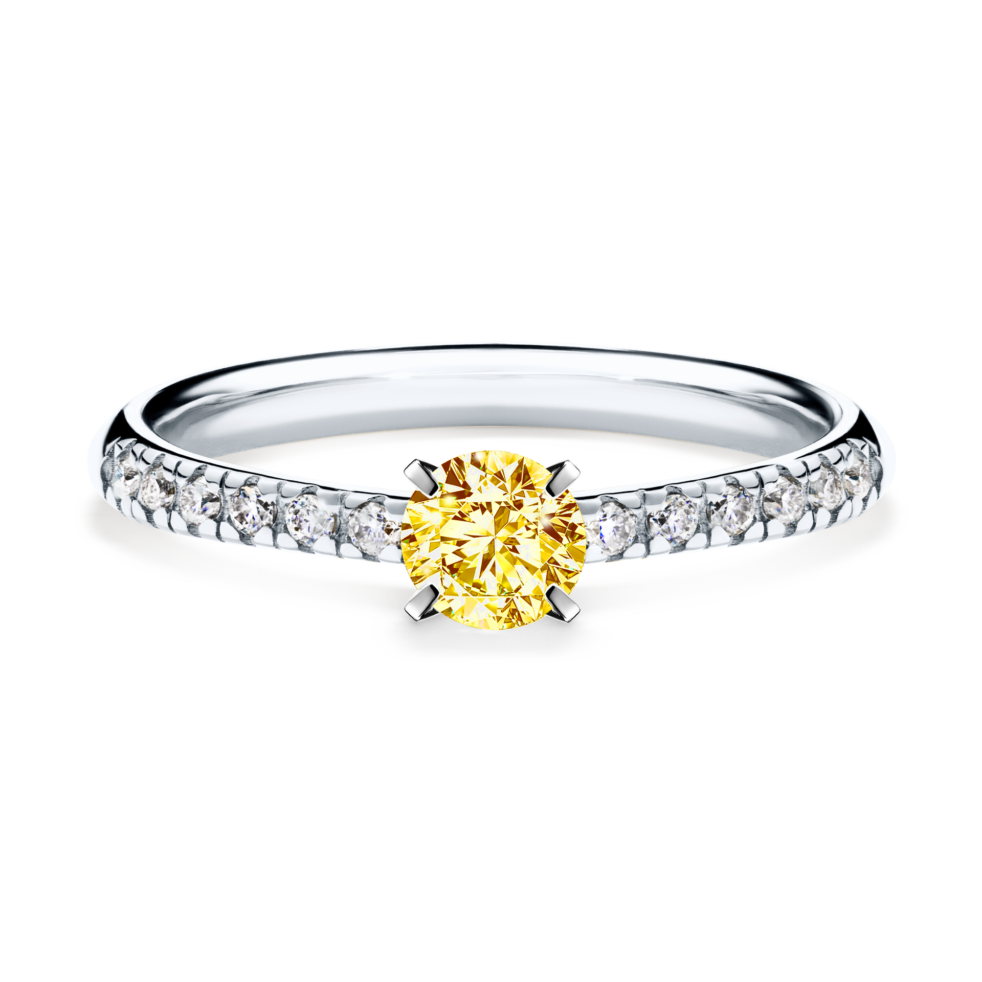 Pierścionek zaręczynowy My Sunshine z białego złota z żółtym diamentem 0,39CT