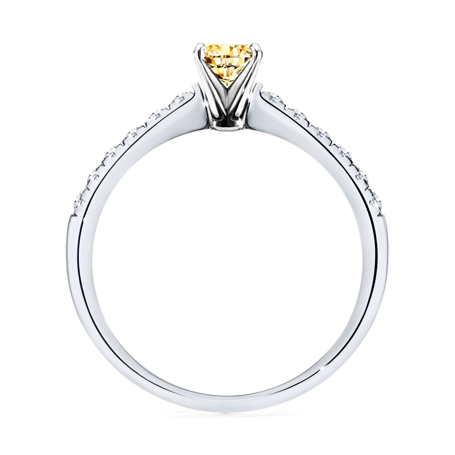Pierścionek zaręczynowy My Sunshine z białego złota z żółtym diamentem 0,39CT