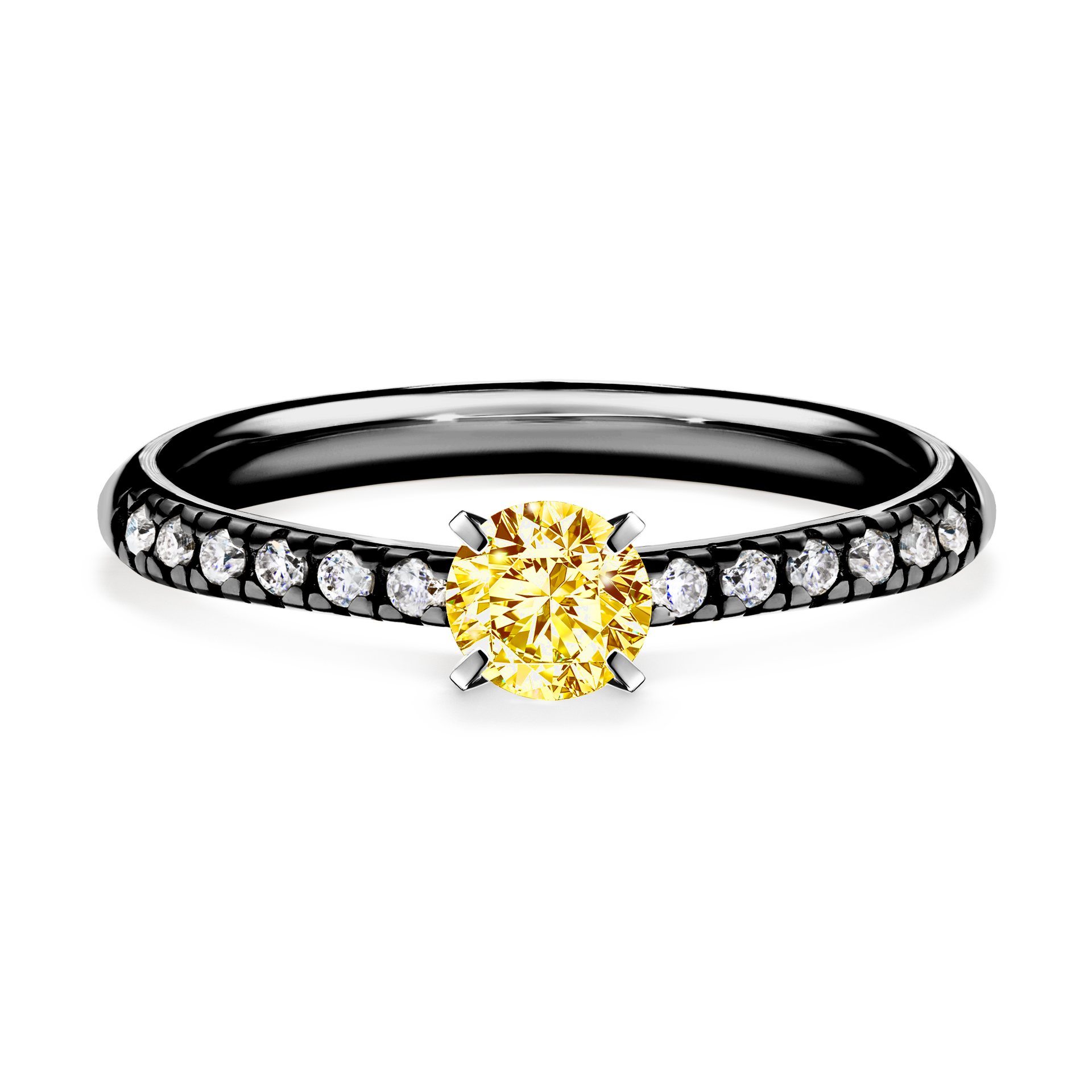 Pierścionek zaręczynowy My Sunshine z czarnego złota z żółtym diamentem 0,39CT
