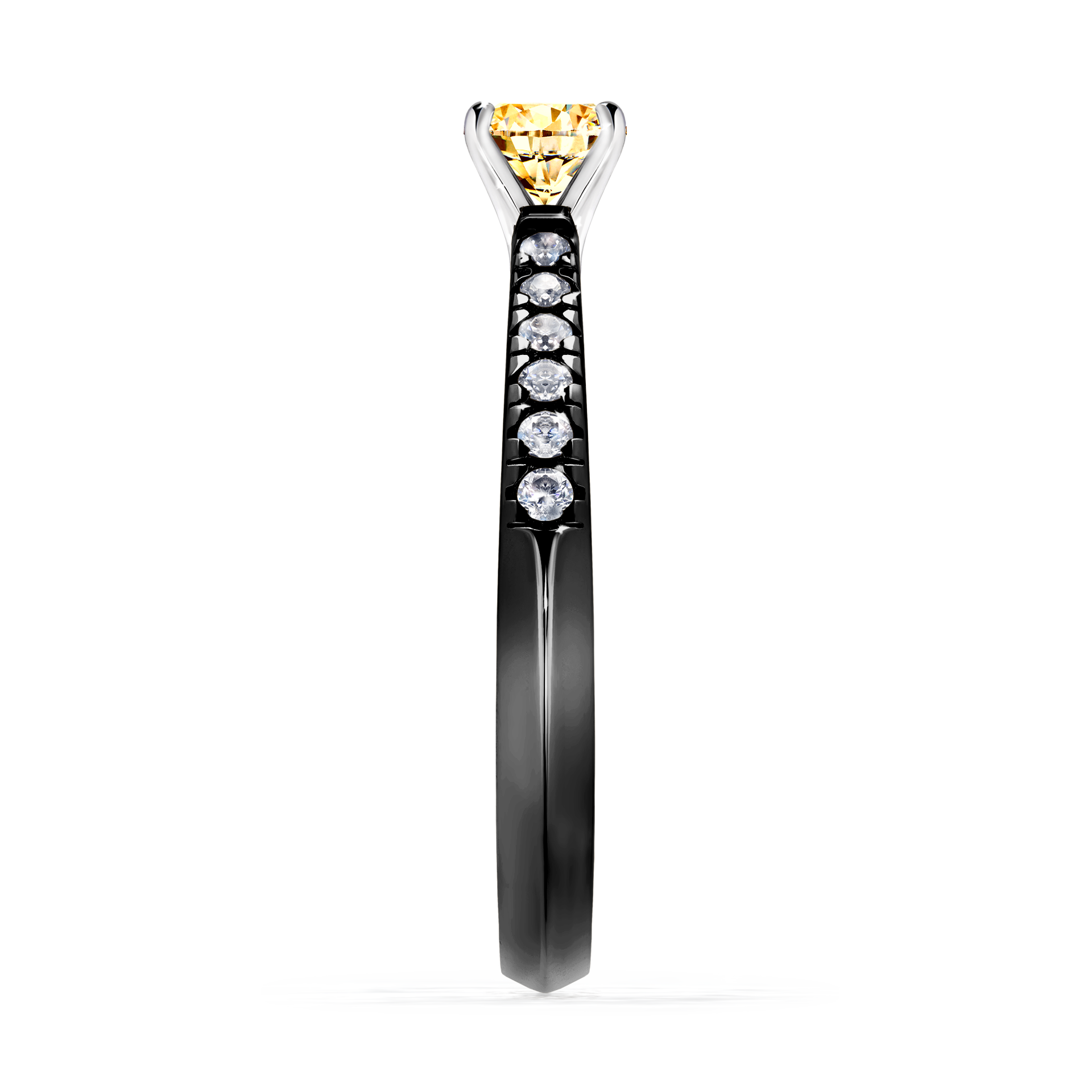 Pierścionek zaręczynowy My Sunshine z czarnego złota z żółtym diamentem 0,39CT