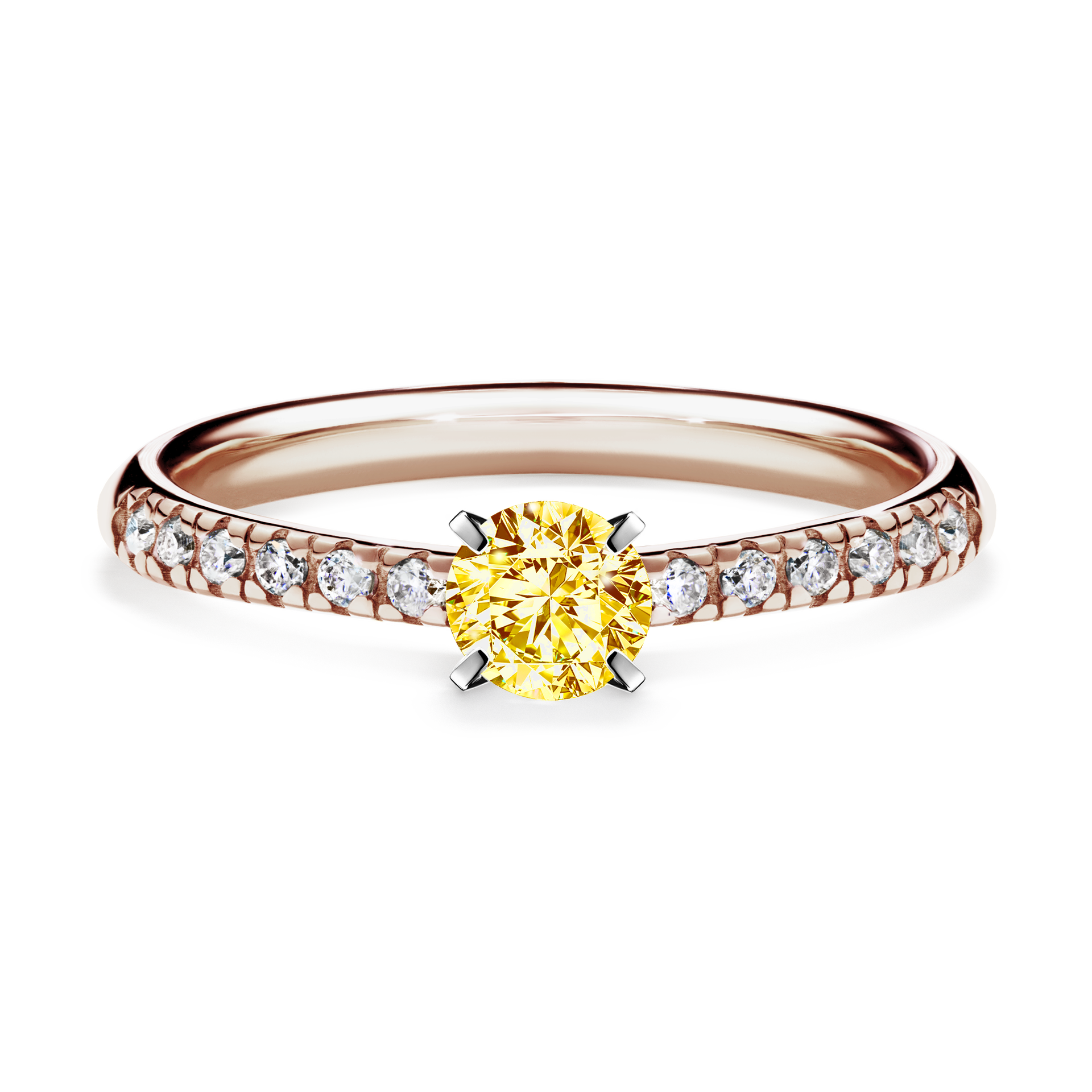 Pierścionek zaręczynowy My Sunshine z różowego złota z żółtym diamentem 0,39CT