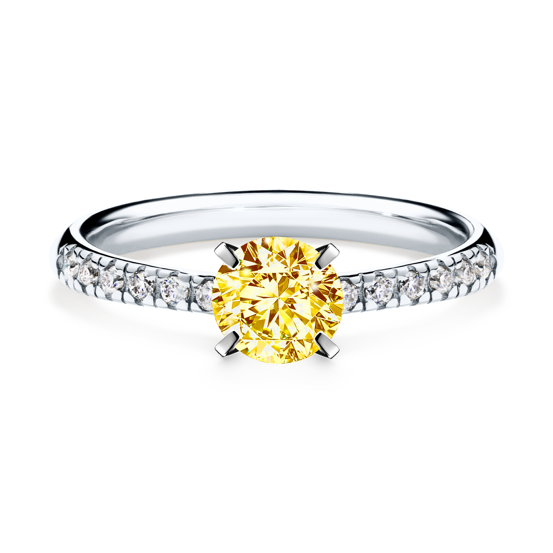 Pierścionek zaręczynowy My Sunshine z białego złota z żółtym diamentem 0,64CT