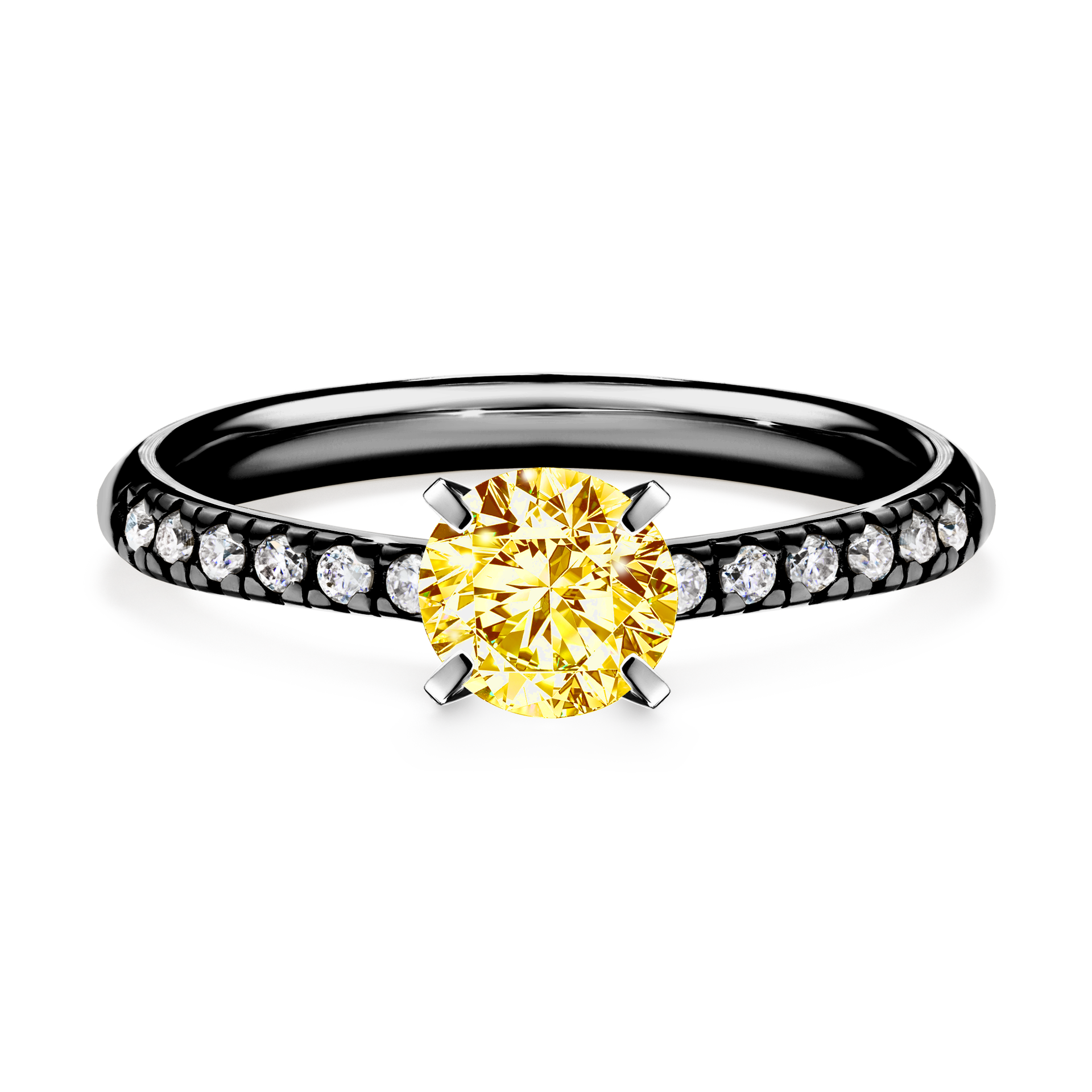 Pierścionek zaręczynowy My Sunshine z czarnego złota z żółtym diamentem 0,64CT