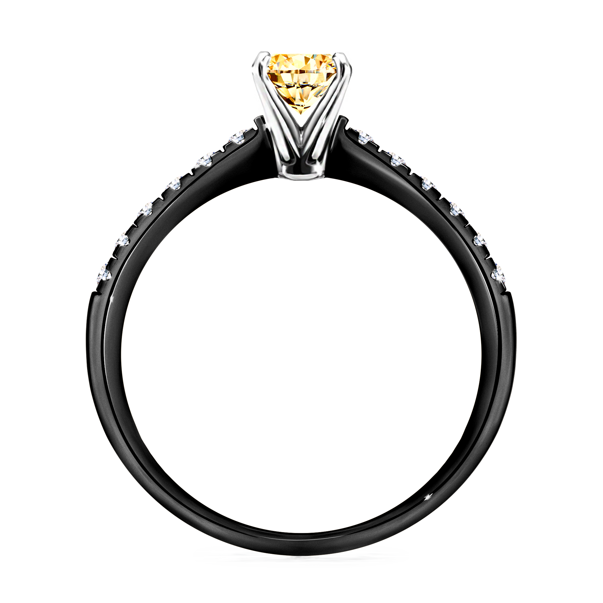 Pierścionek zaręczynowy My Sunshine z czarnego złota z żółtym diamentem 0,64CT