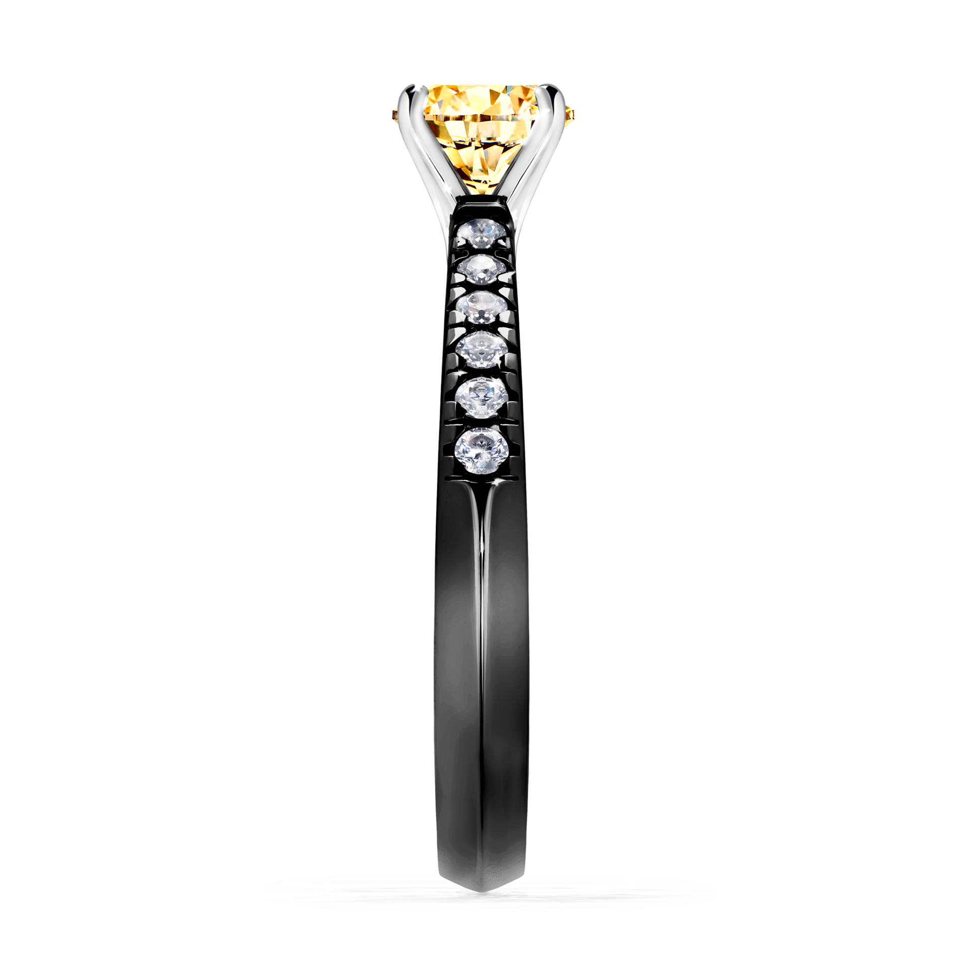 Pierścionek zaręczynowy My Sunshine z czarnego złota z żółtym diamentem 0,64CT
