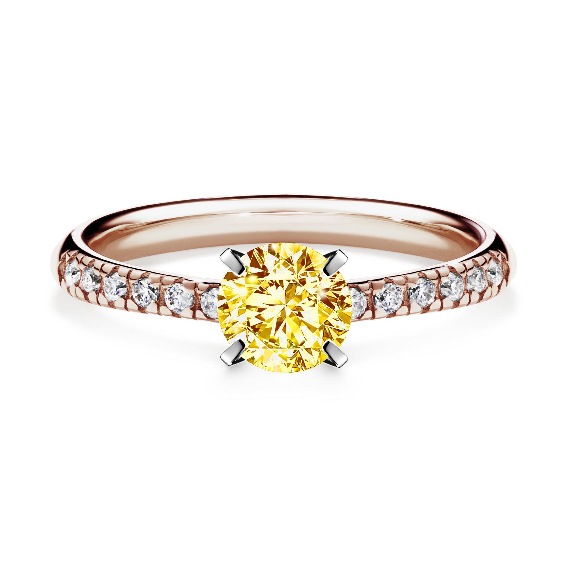 Pierścionek zaręczynowy My Sunshine z różowego złota z żółtym diamentem 0,64CT