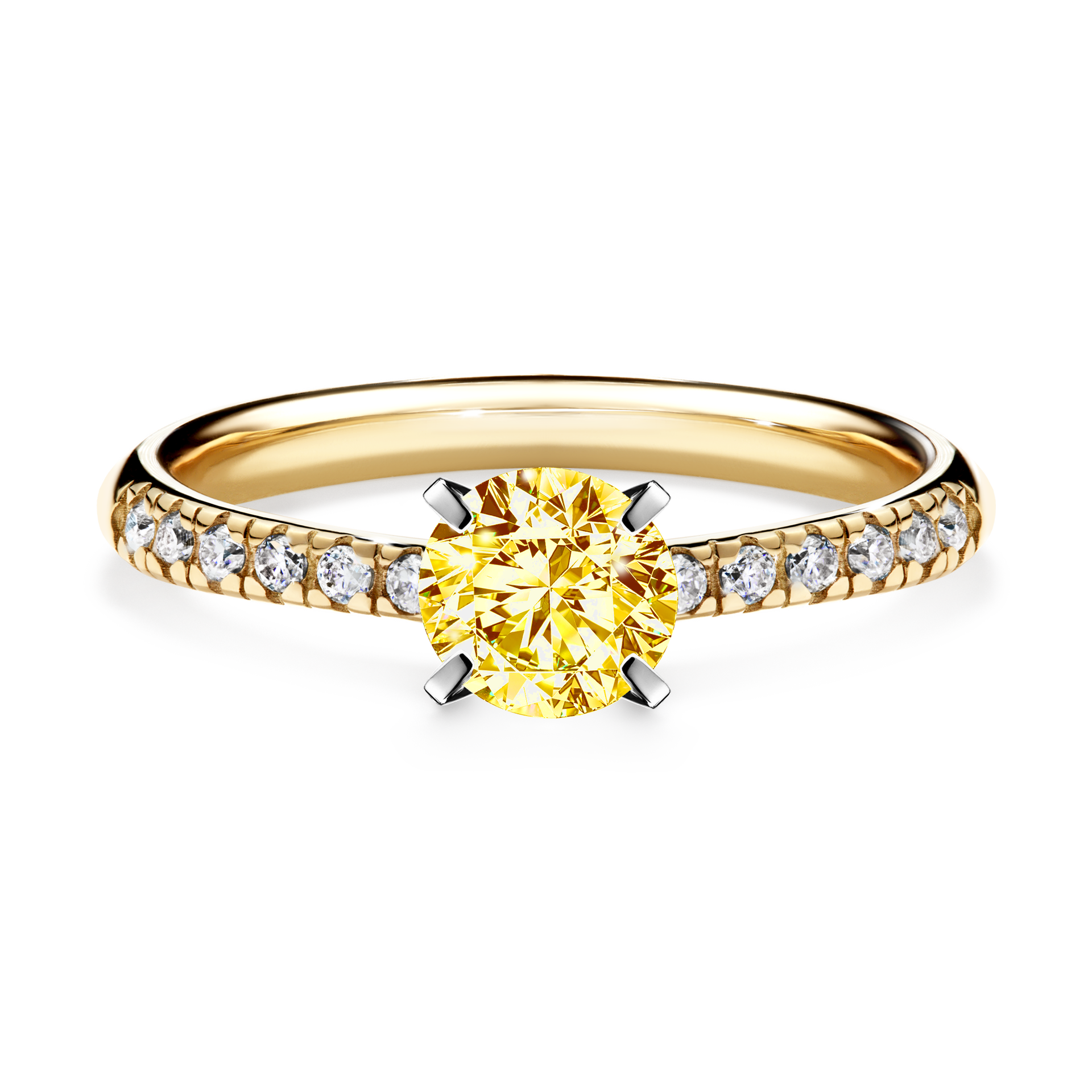 Pierścionek zaręczynowy My Sunshine z żółtego złota z żółtym diamentem 0,64CT