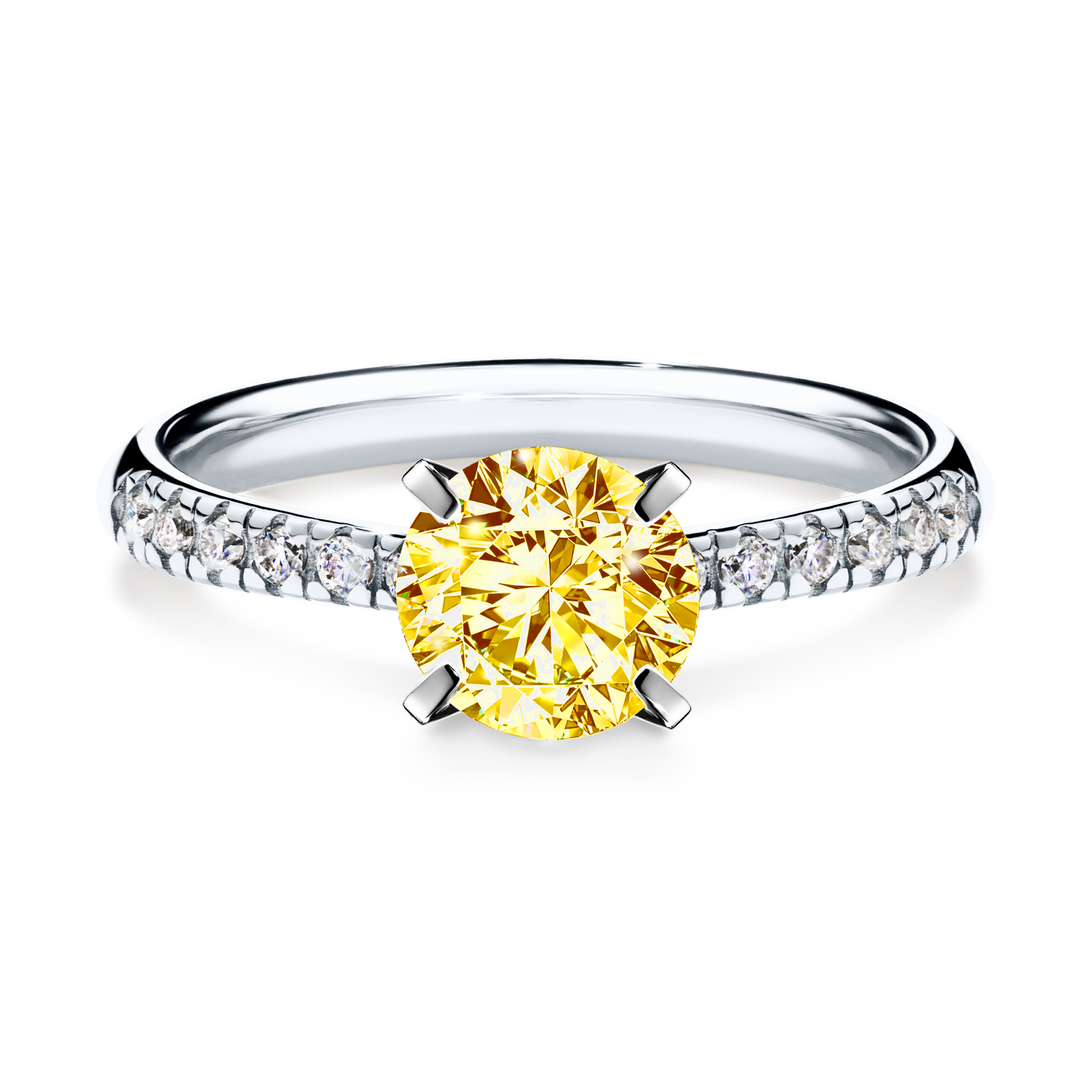 Pierścionek zaręczynowy My Sunshine z białego złota z żółtym diamentem 1,00CT