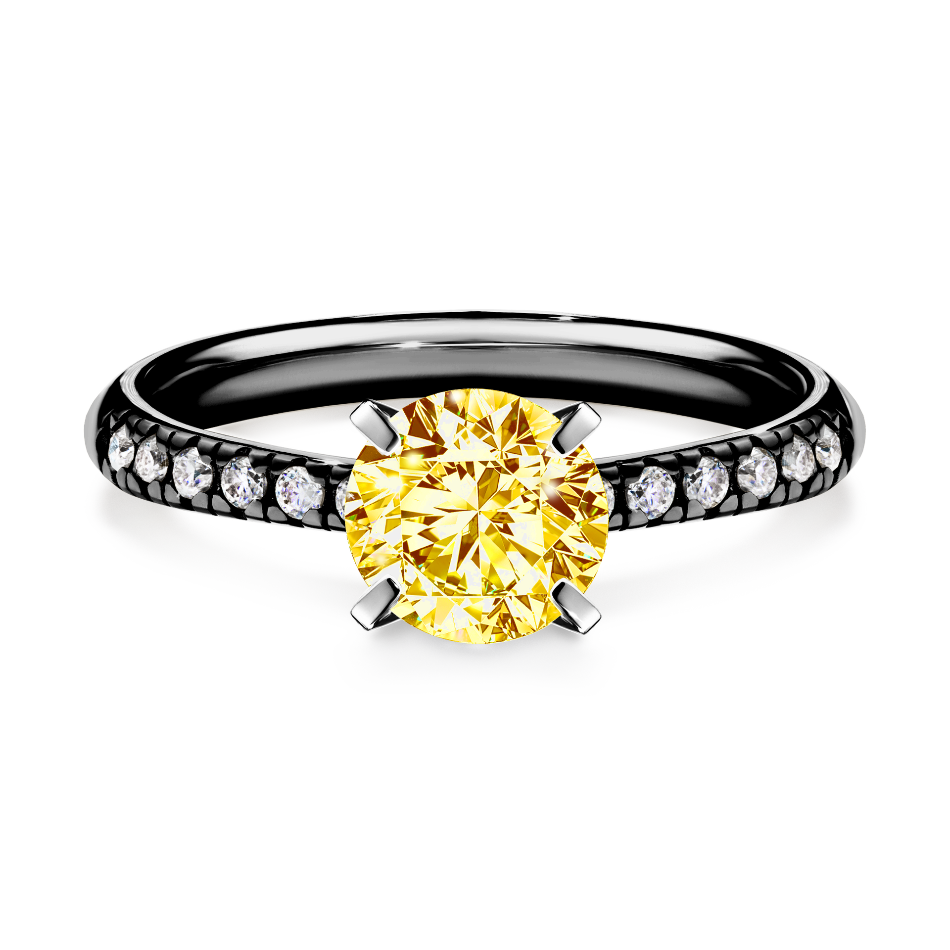 Pierścionek zaręczynowy My Sunshine z czarnego złota z żółtym diamentem 1,00CT