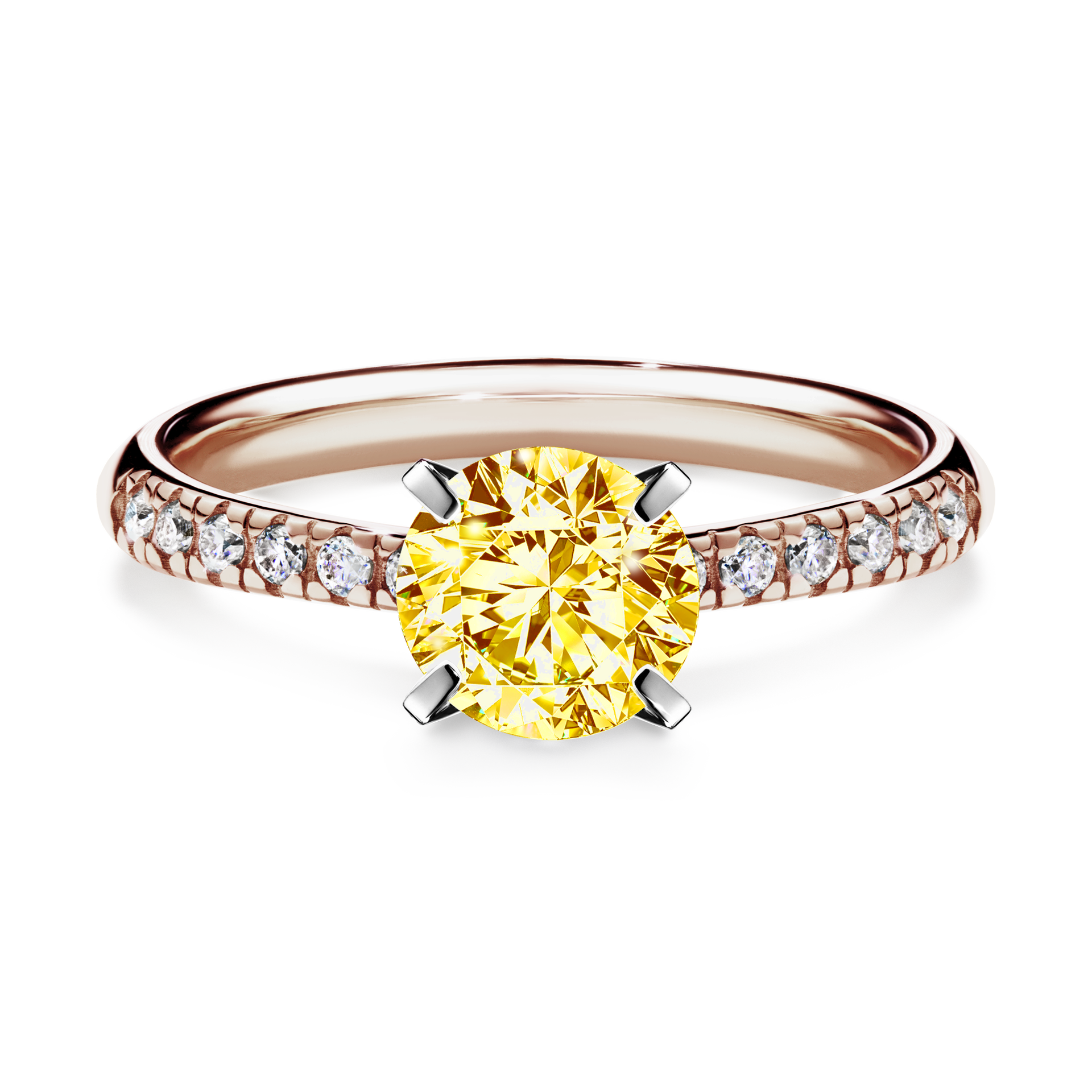 Pierścionek zaręczynowy My Sunshine z różowego złota z żółtym diamentem 1,00CT
