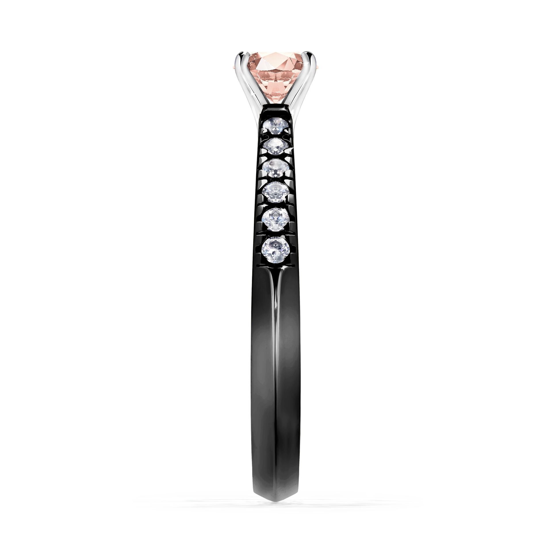 Pierścionek zaręczynowy My Sunshine z czarnego złota z morganitem 0,39CT