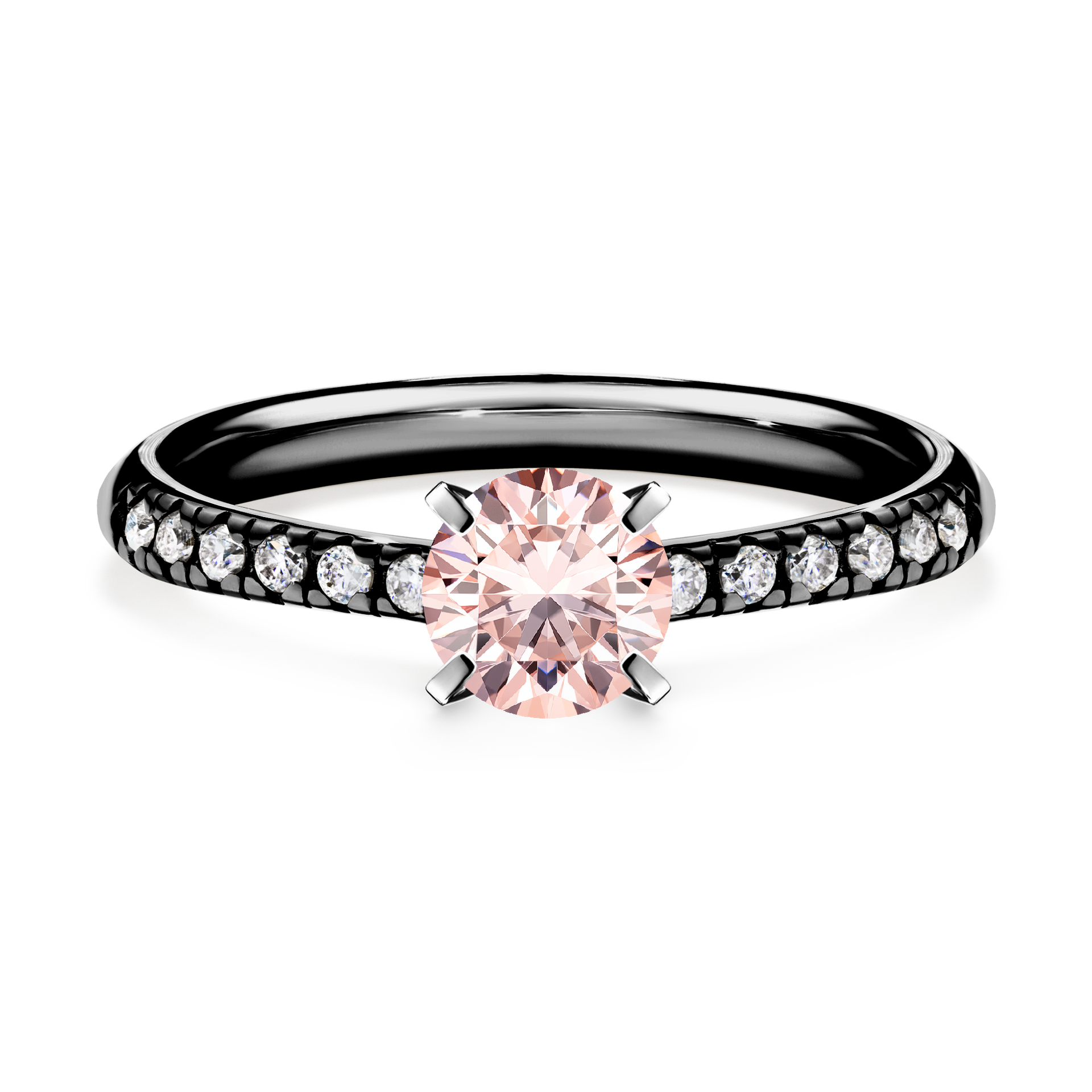 Pierścionek zaręczynowy My Sunshine z czarnego złota z morganitem 0,64CT