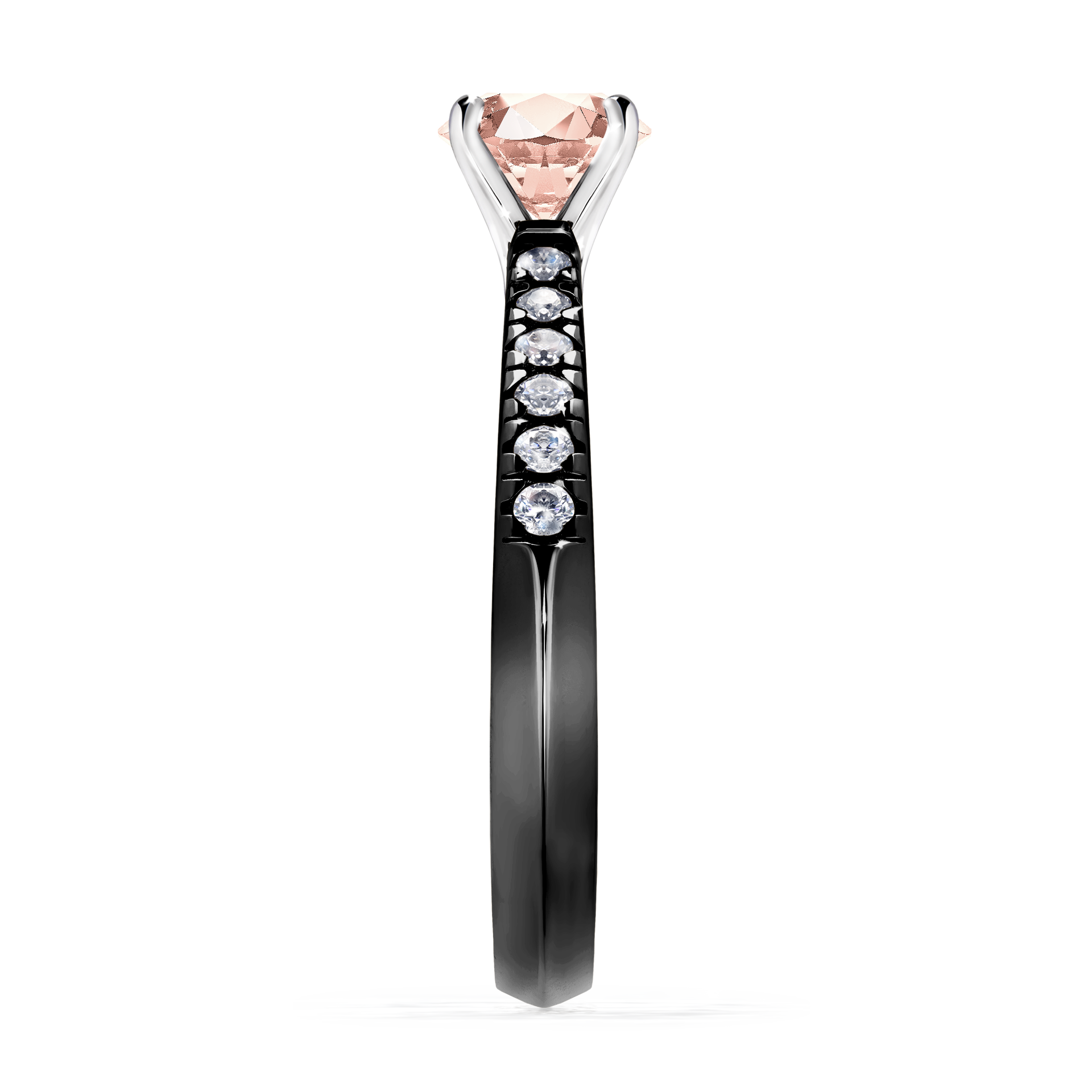 Pierścionek zaręczynowy My Sunshine z czarnego złota z morganitem 0,64CT