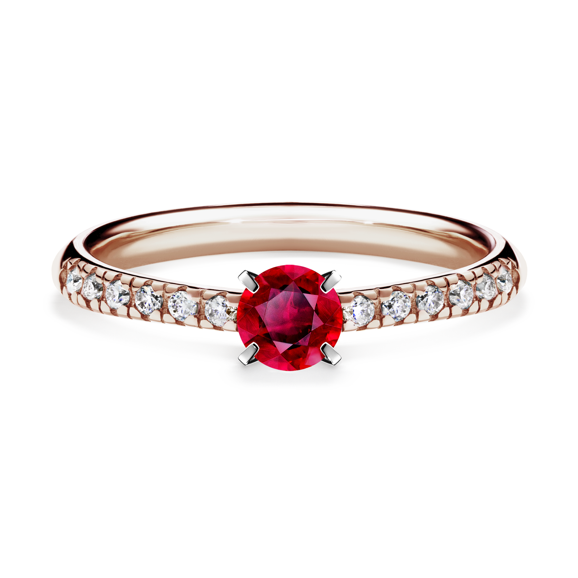 Pierścionek zaręczynowy My Sunshine z różowego złota z rubinem 0,39CT