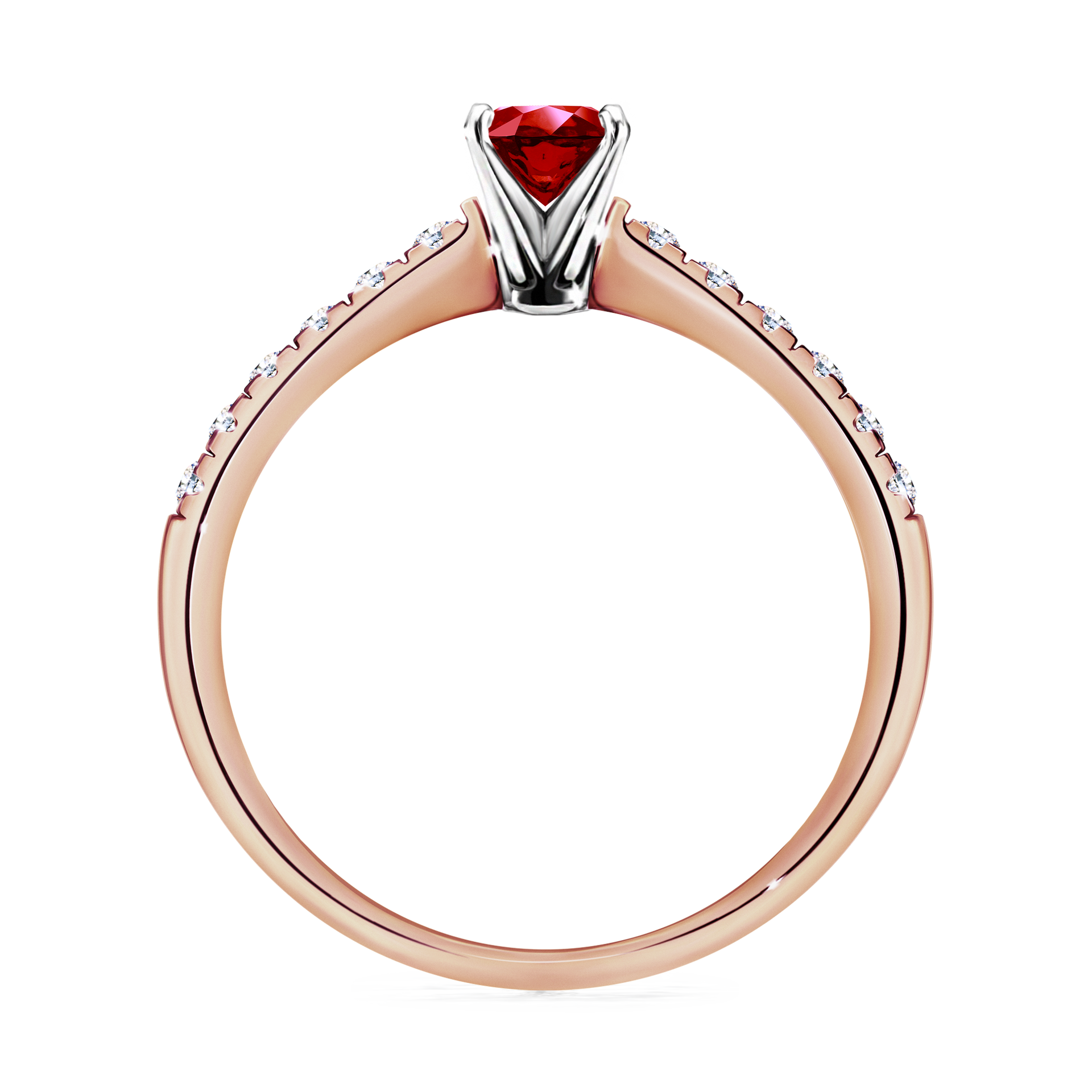 Pierścionek zaręczynowy My Sunshine z różowego złota z rubinem 0,39CT