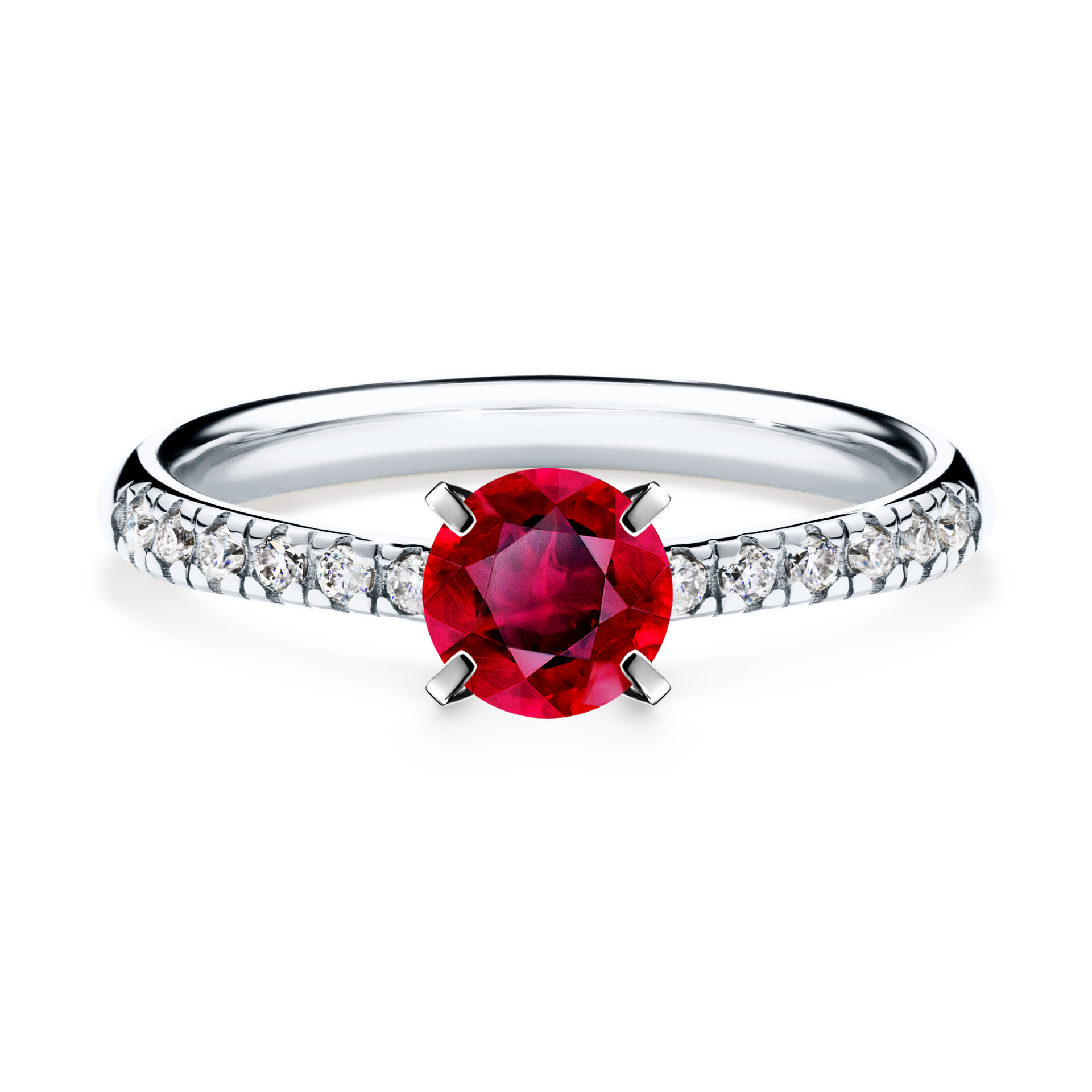 Pierścionek zaręczynowy My Sunshine z białego złota z rubinem 0,64CT