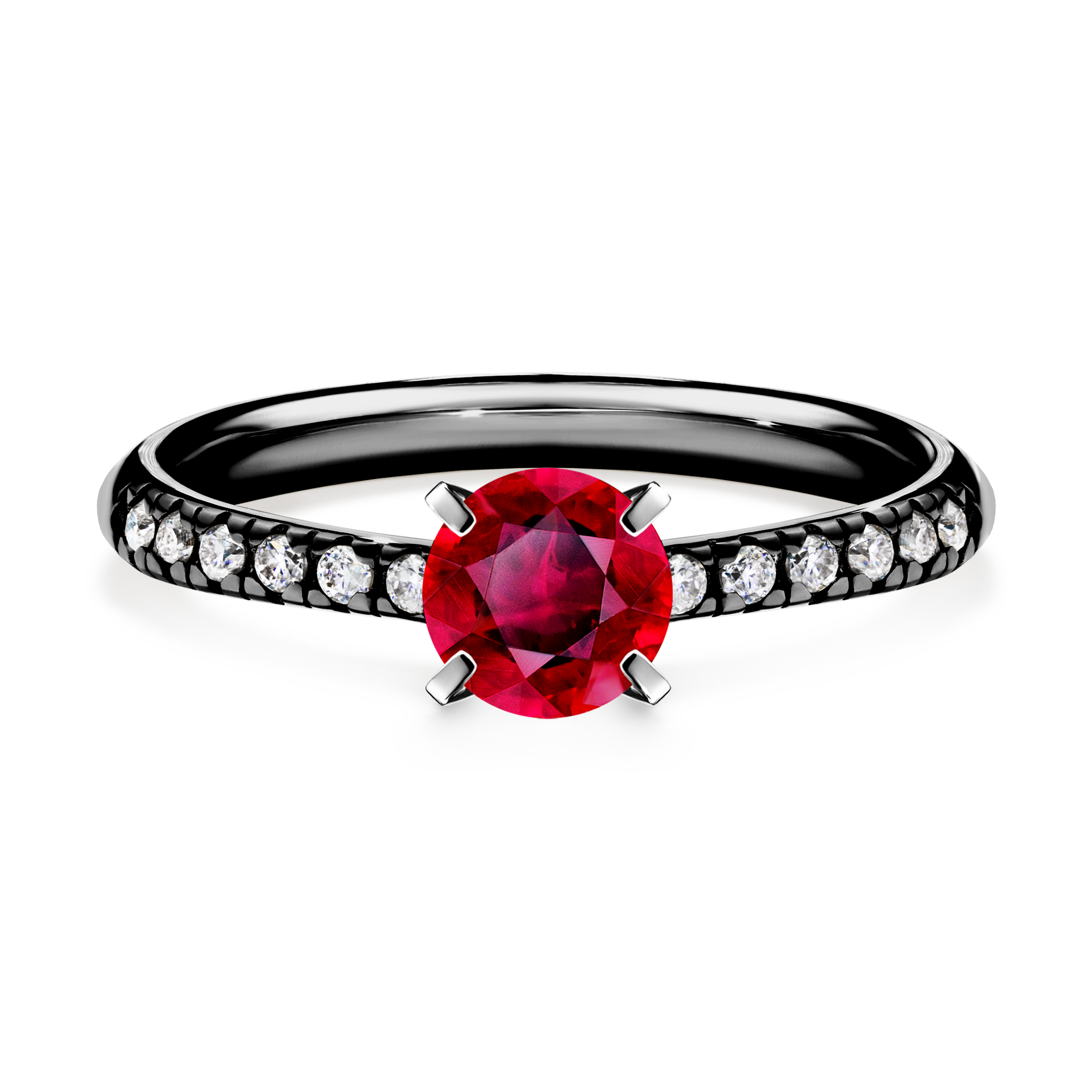 Pierścionek zaręczynowy My Sunshine z czarnego złota z rubinem 0,64CT
