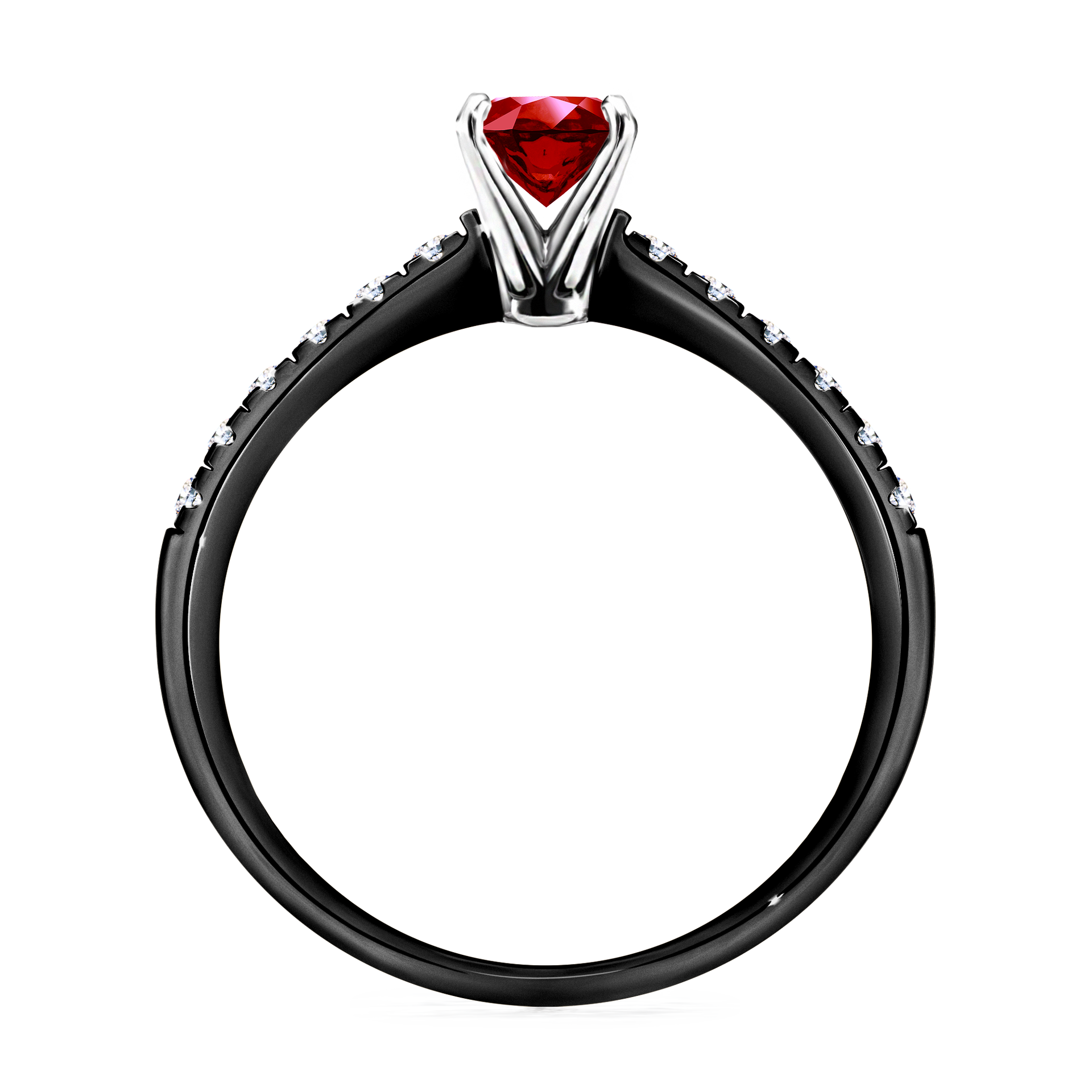 Pierścionek zaręczynowy My Sunshine z czarnego złota z rubinem 0,64CT