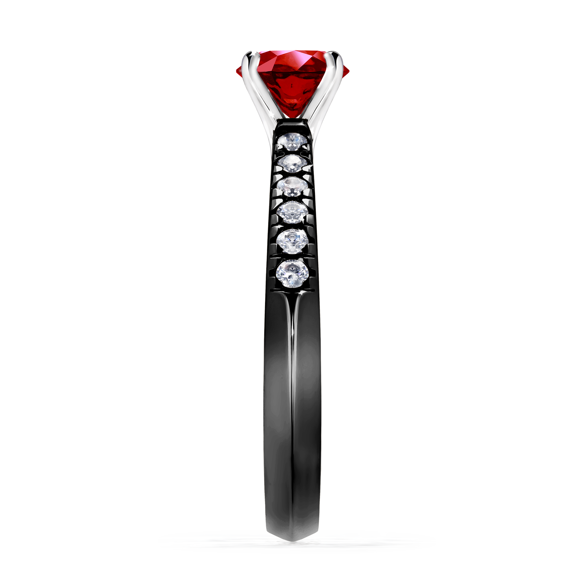 Pierścionek zaręczynowy My Sunshine z czarnego złota z rubinem 0,64CT