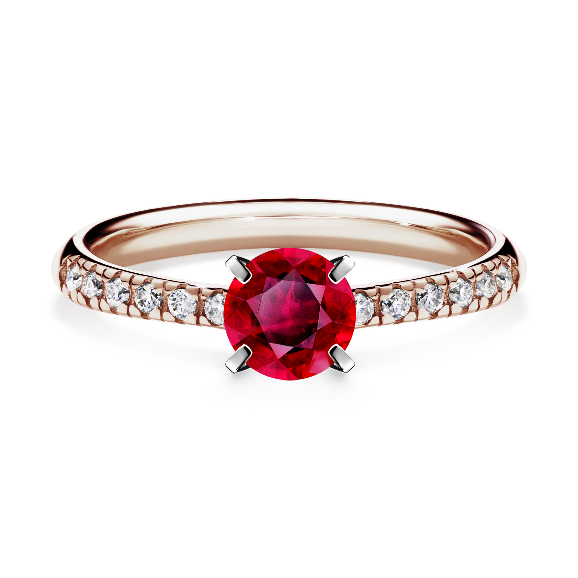 Pierścionek zaręczynowy My Sunshine z różowego złota z rubinem 0,64CT