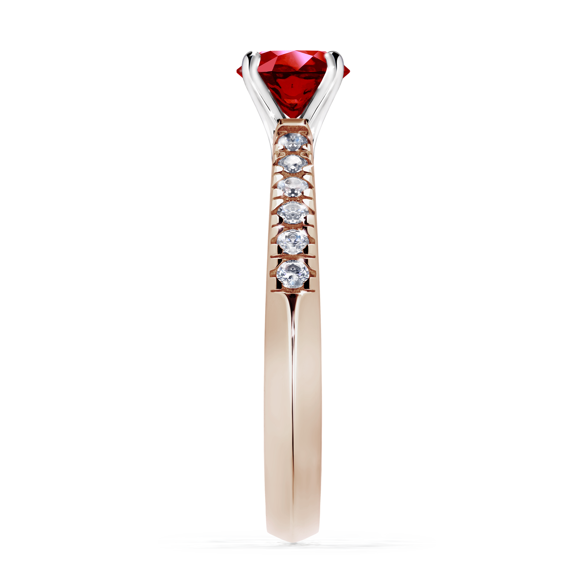 Pierścionek zaręczynowy My Sunshine z różowego złota z rubinem 0,64CT