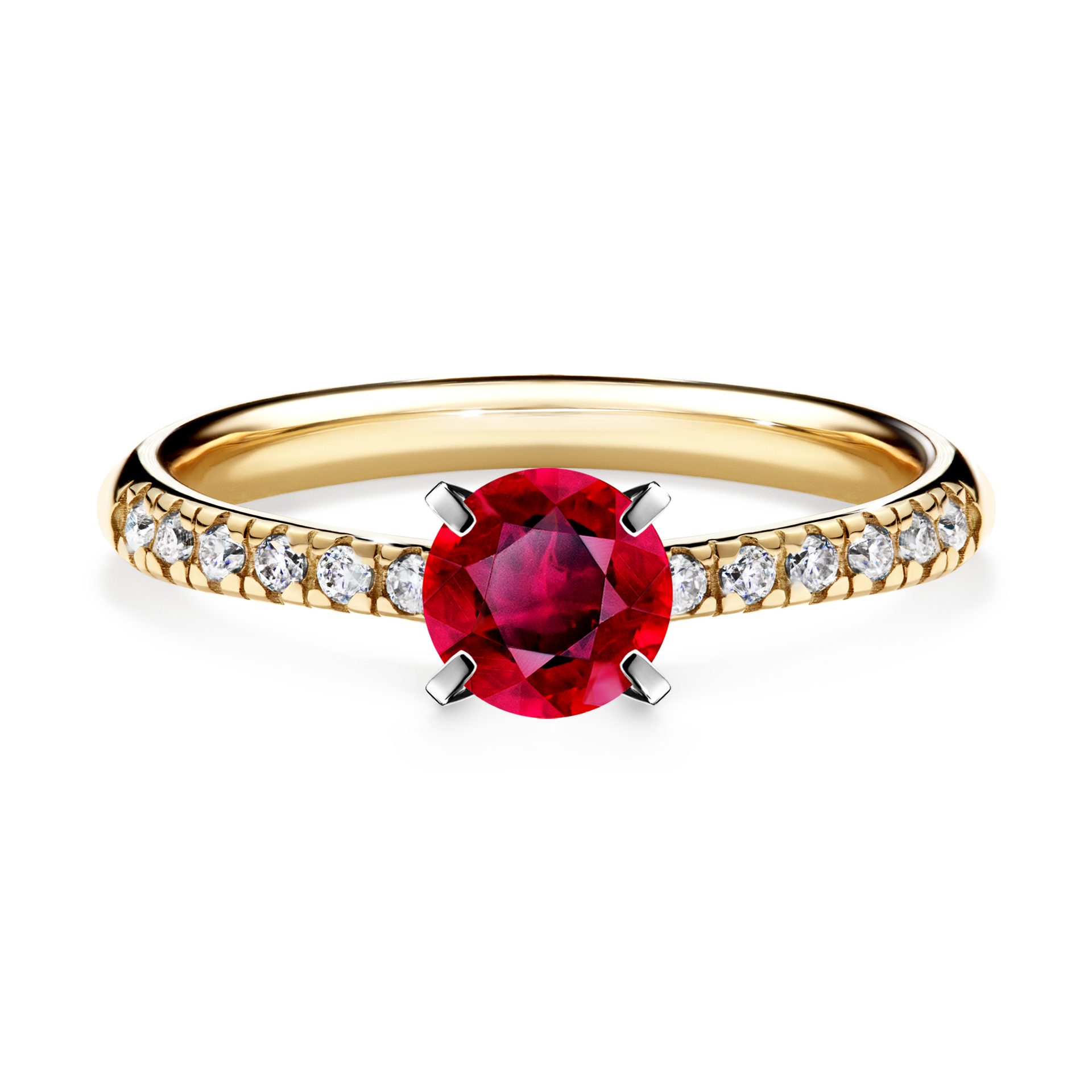 Pierścionek zaręczynowy My Sunshine z żółtego złota z rubinem 0,64CT
