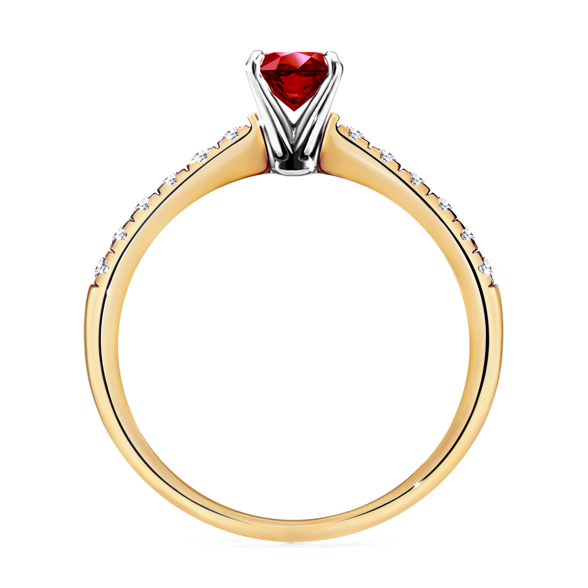 Pierścionek zaręczynowy My Sunshine z żółtego złota z rubinem 0,64CT