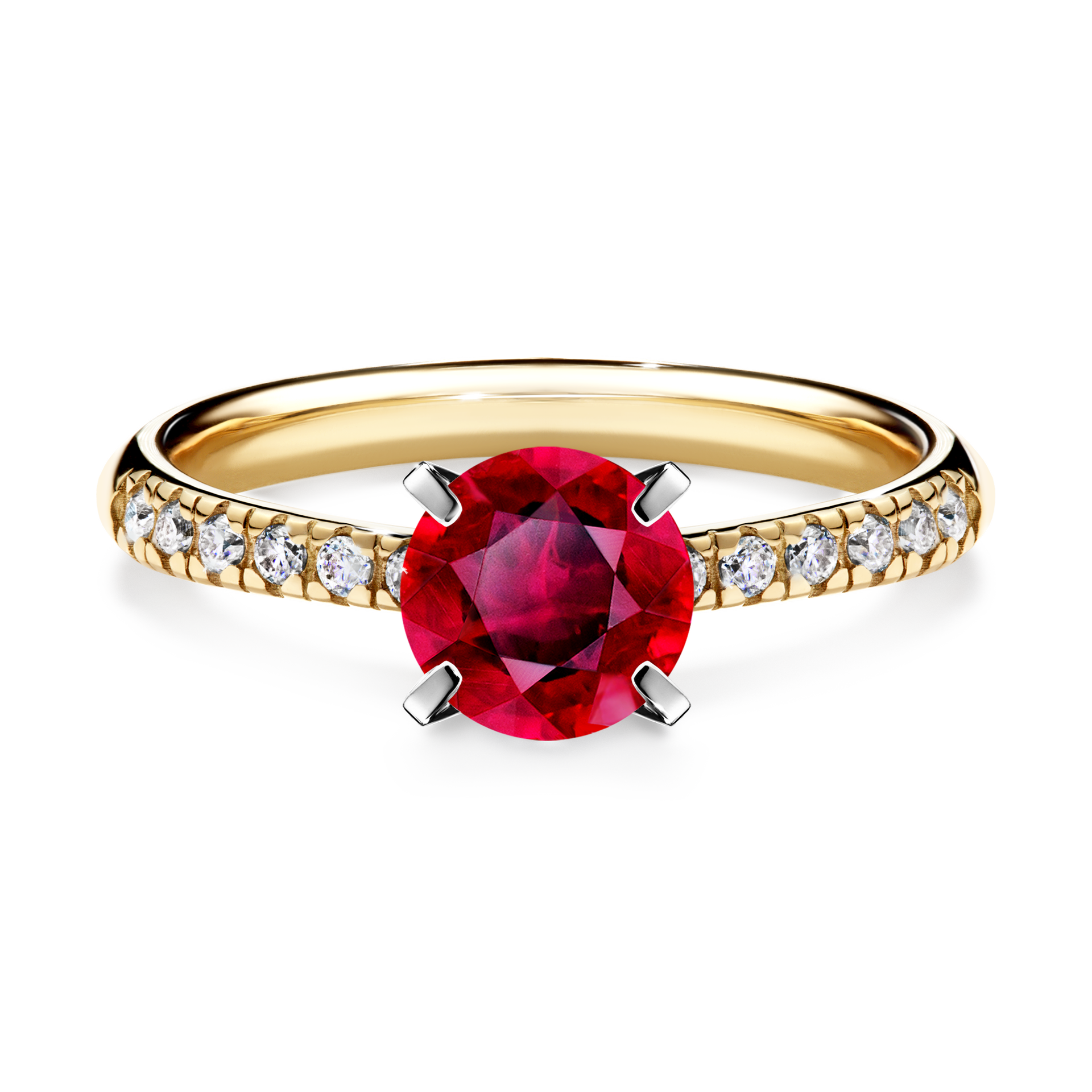 Pierścionek zaręczynowy My Sunshine z żółtego złota z rubinem 1,00CT