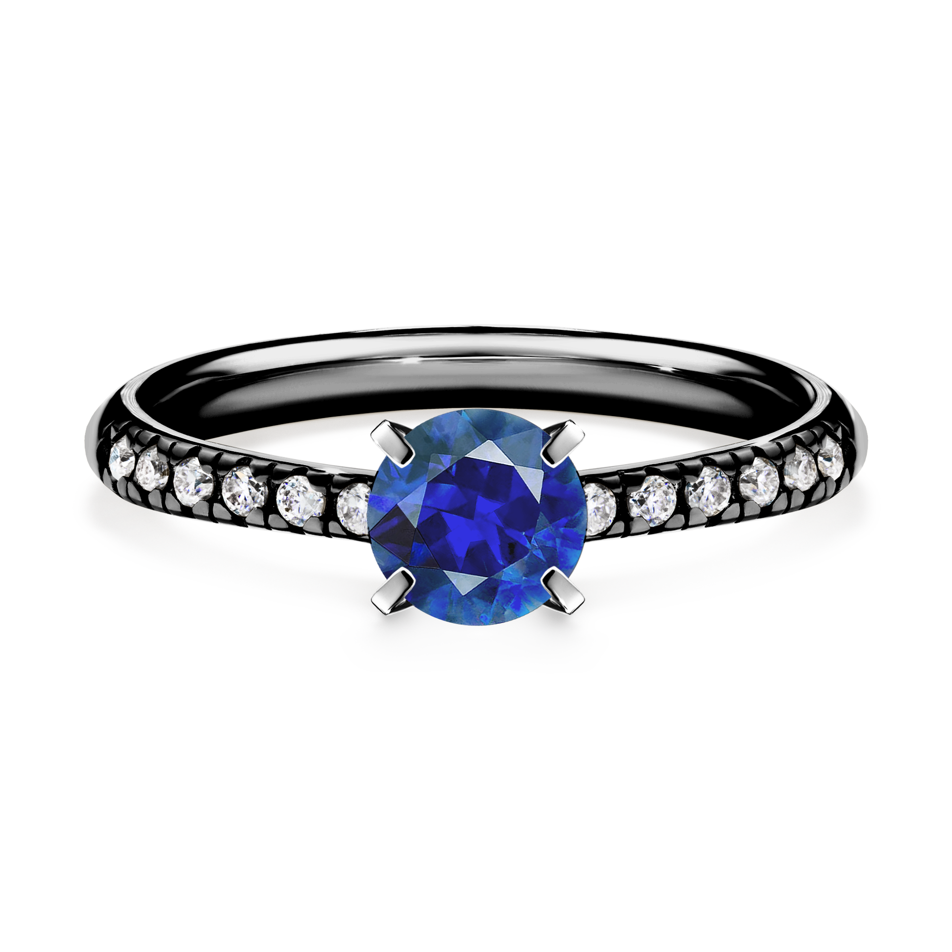 Pierścionek zaręczynowy My Sunshine z czarnego złota z szafirem niebieskim 0,64CT