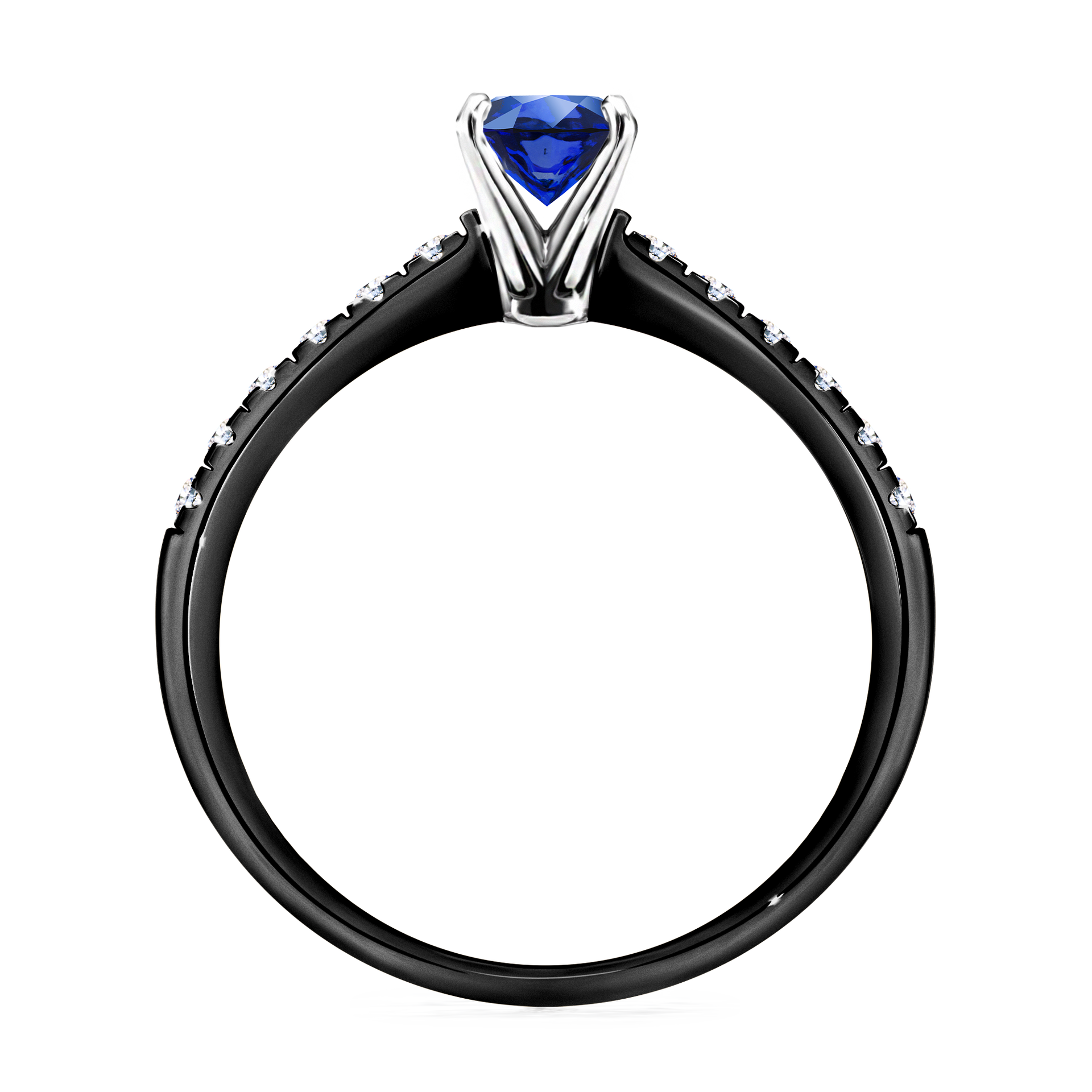 Pierścionek zaręczynowy My Sunshine z czarnego złota z szafirem niebieskim 0,64CT